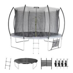 Trampoline rond 370cm gris - Saturne Inner XXL – trampoline de jardin avec