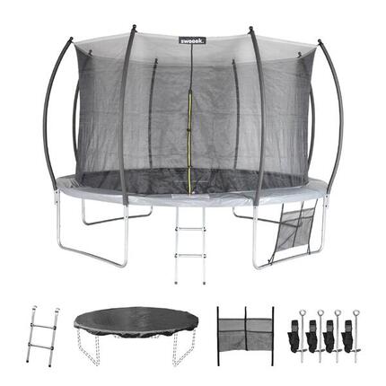Trampoline rond 370cm gris - Saturne Inner XXL – trampoline de jardin avec