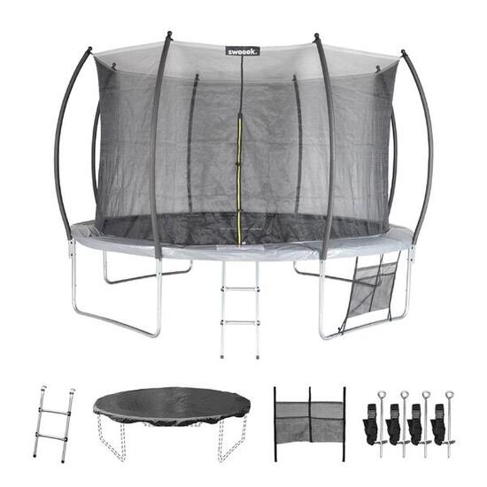 Trampoline rond 370cm gris - Saturne Inner XXL – trampoline de jardin avec