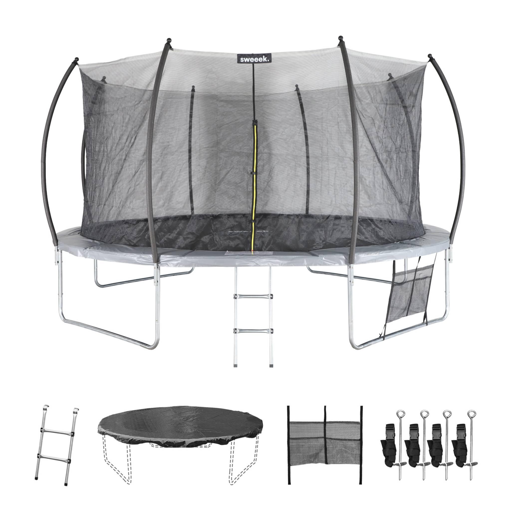 SWEEEK Trampolino 430cm rete interna con pacchetto accessori, Grigio