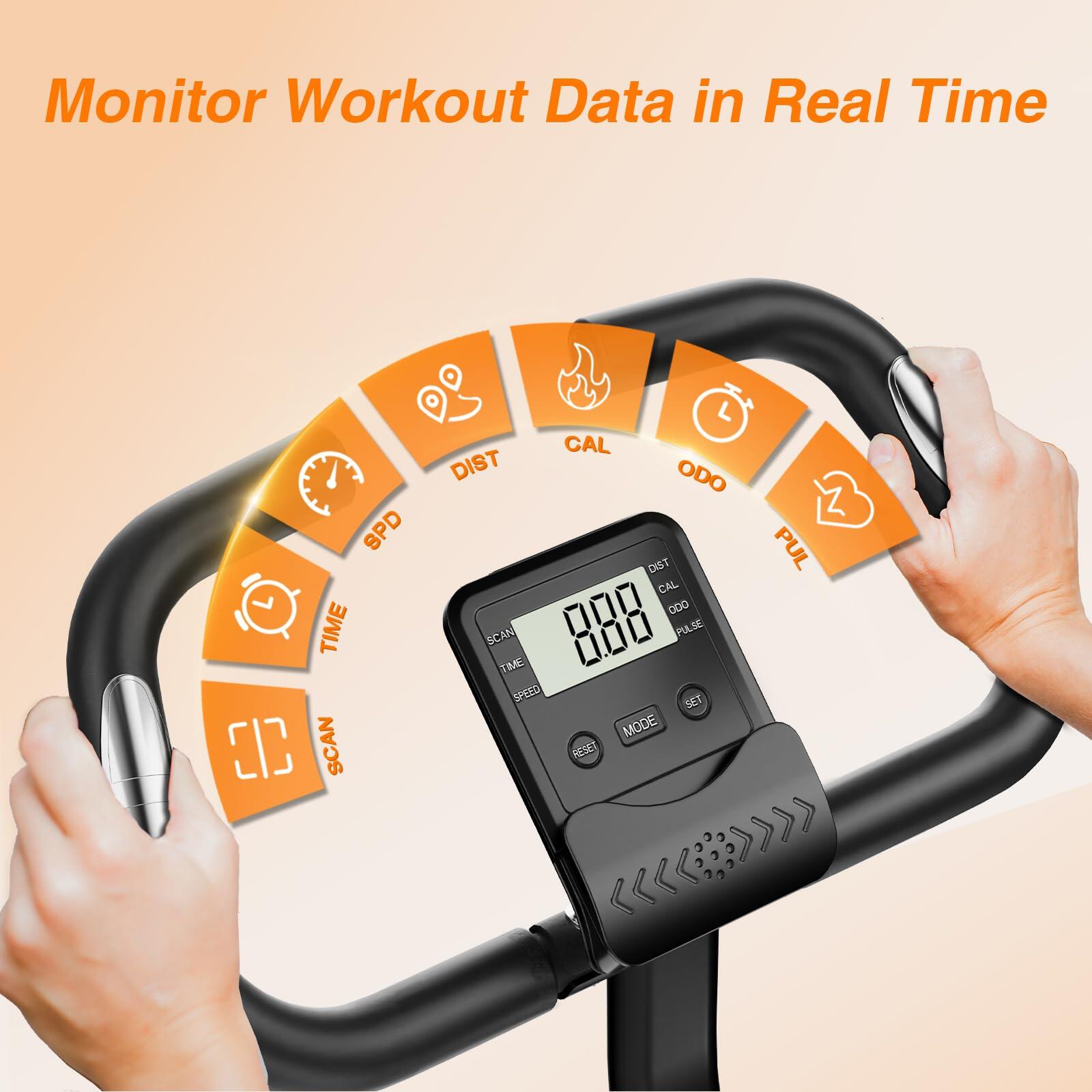 Foldable Magnetic Exercise Bike with LCD & Resistance Bands 2/7