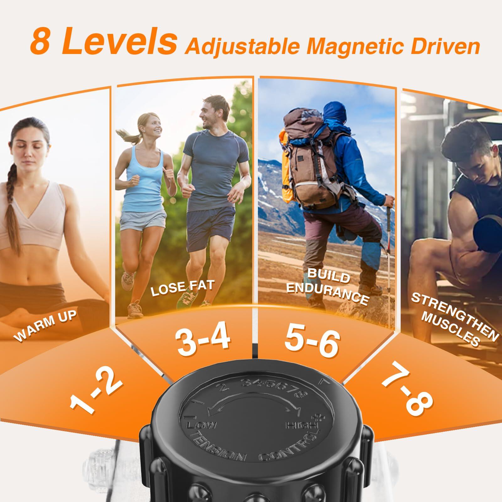 Foldable Magnetic Exercise Bike with LCD & Resistance Bands 3/7