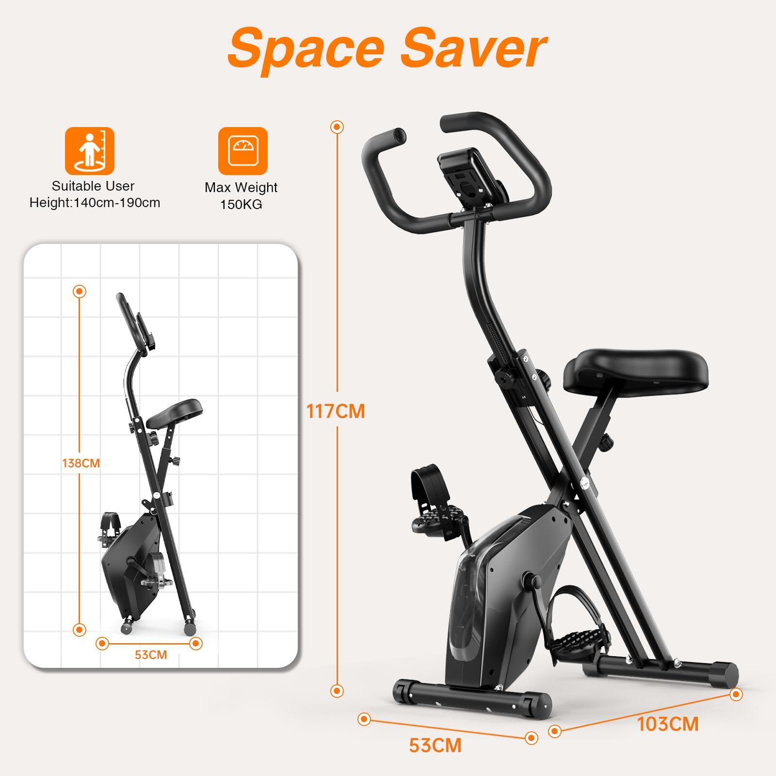 Foldable Magnetic Exercise Bike with LCD & Resistance Bands 5/7