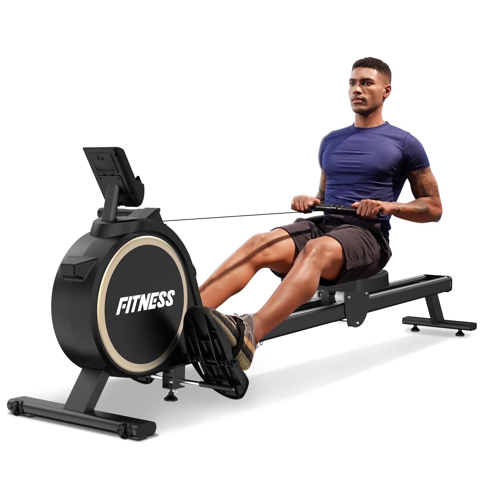 HOMEFITNESSCODE Magnetic Rowing Machine with Dual Rail and App Connectivity