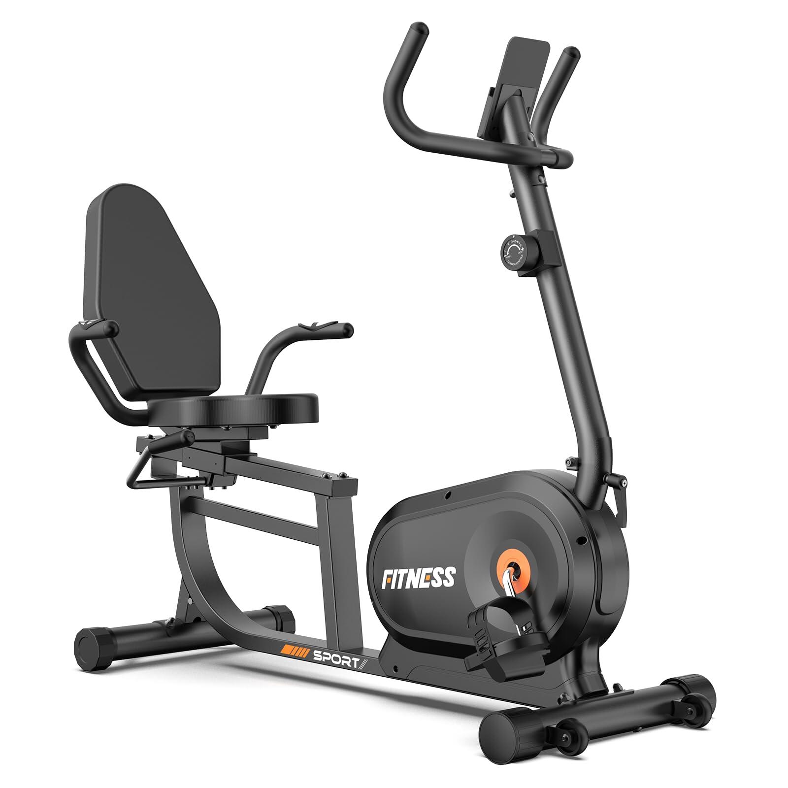 HOMEFITNESSCODE Magnetic Recumbent Exercise Bike with 8 Resistance Levels & LCD Display