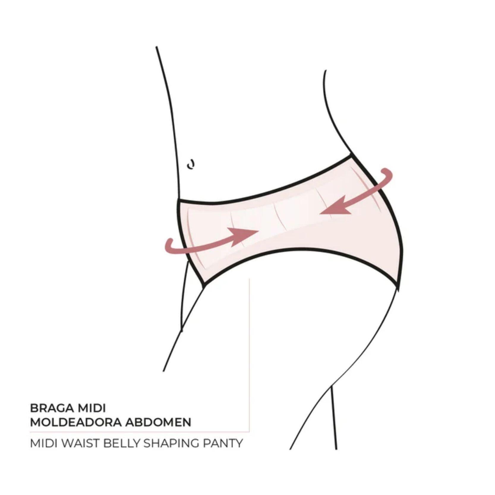 Braga bikini moldeadora midi vichy con textura rosa 4/7