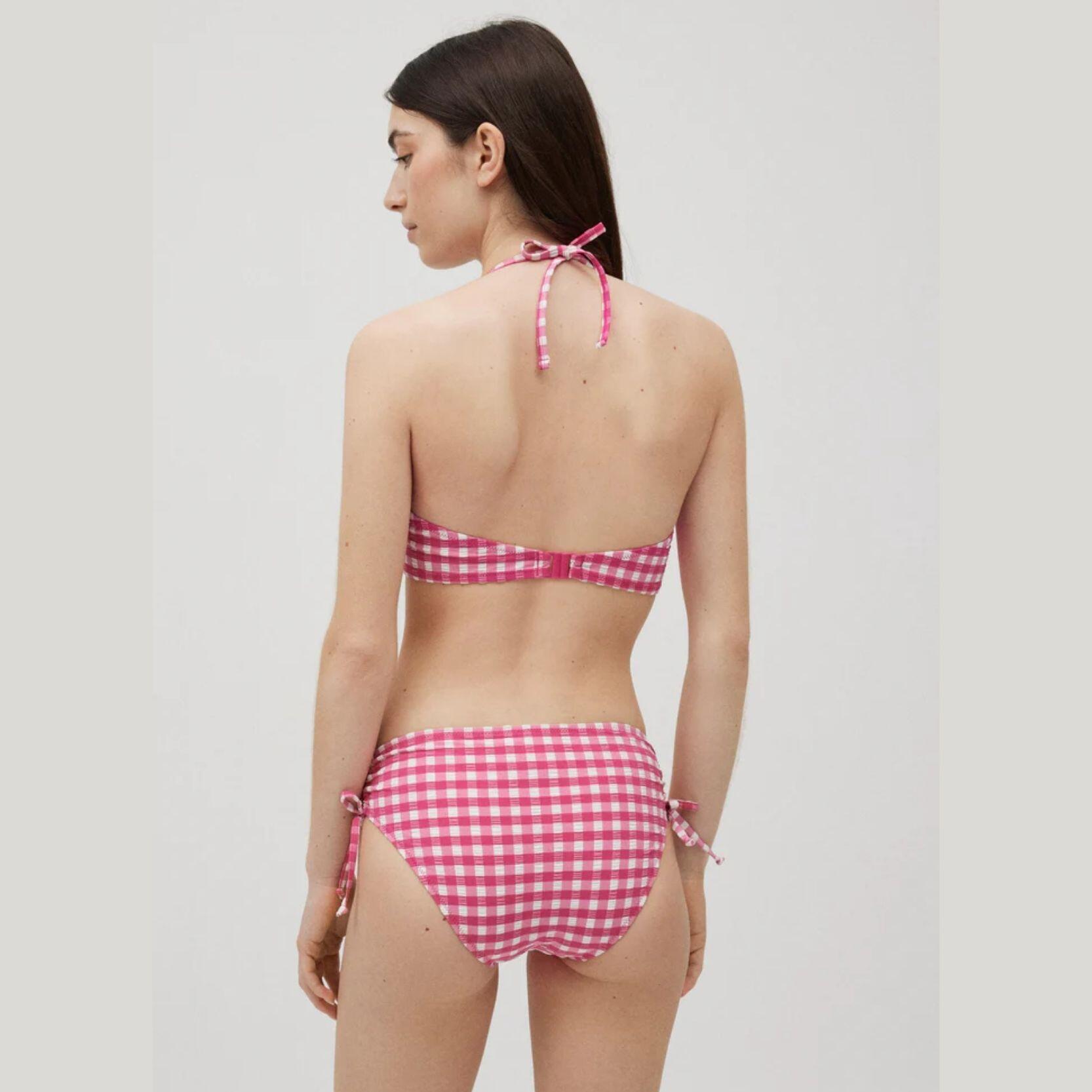 Braga bikini moldeadora midi vichy con textura rosa 2/7