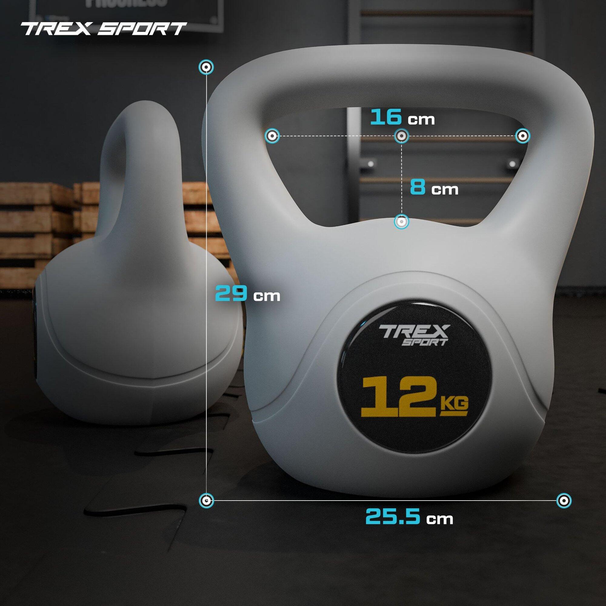 Kettlebell de vinilo Trex Sport 12 kg para entrenamiento de fuerza 3/7