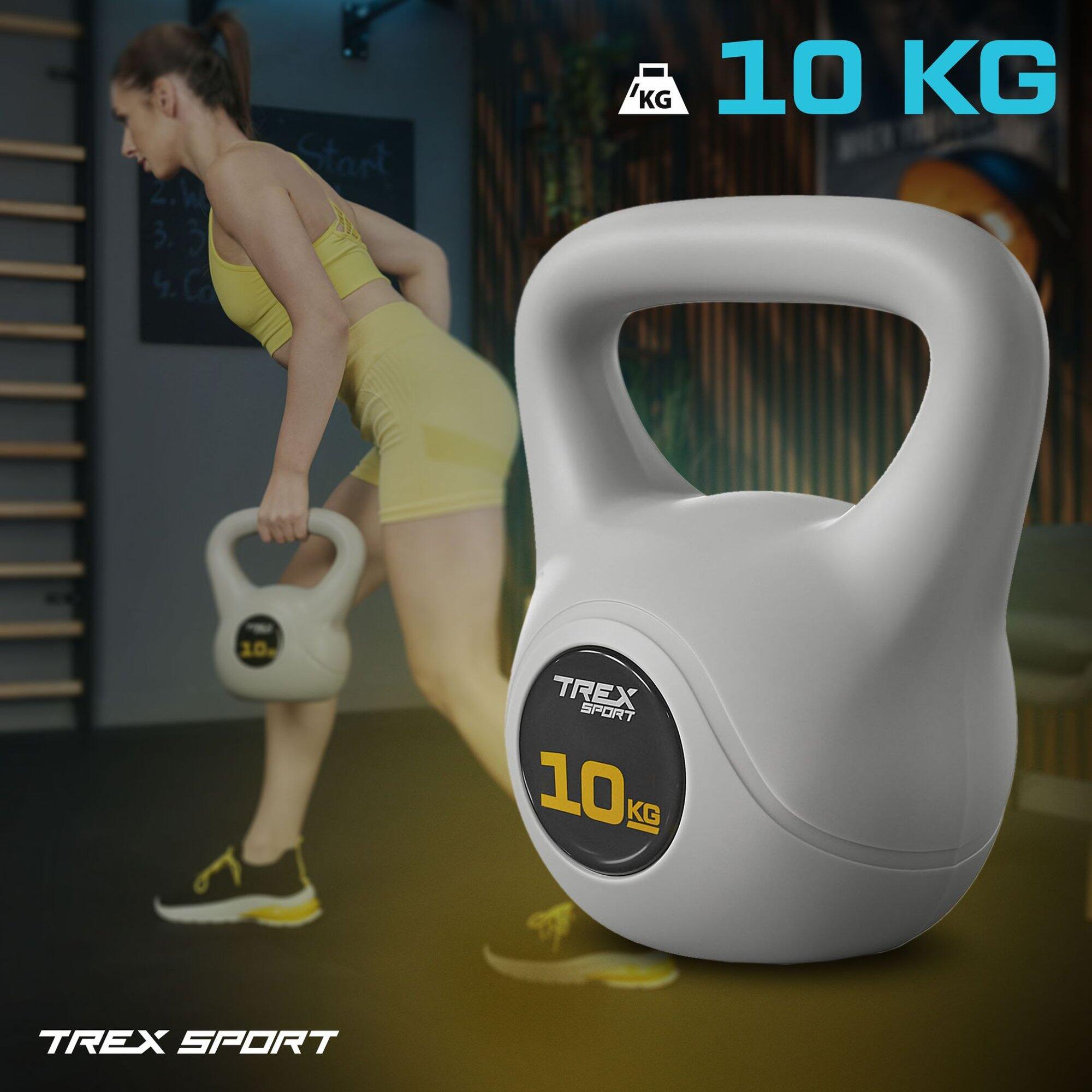 Vinyl kettlebell Trex Sport 10 kg met brede grip voor training 2/7