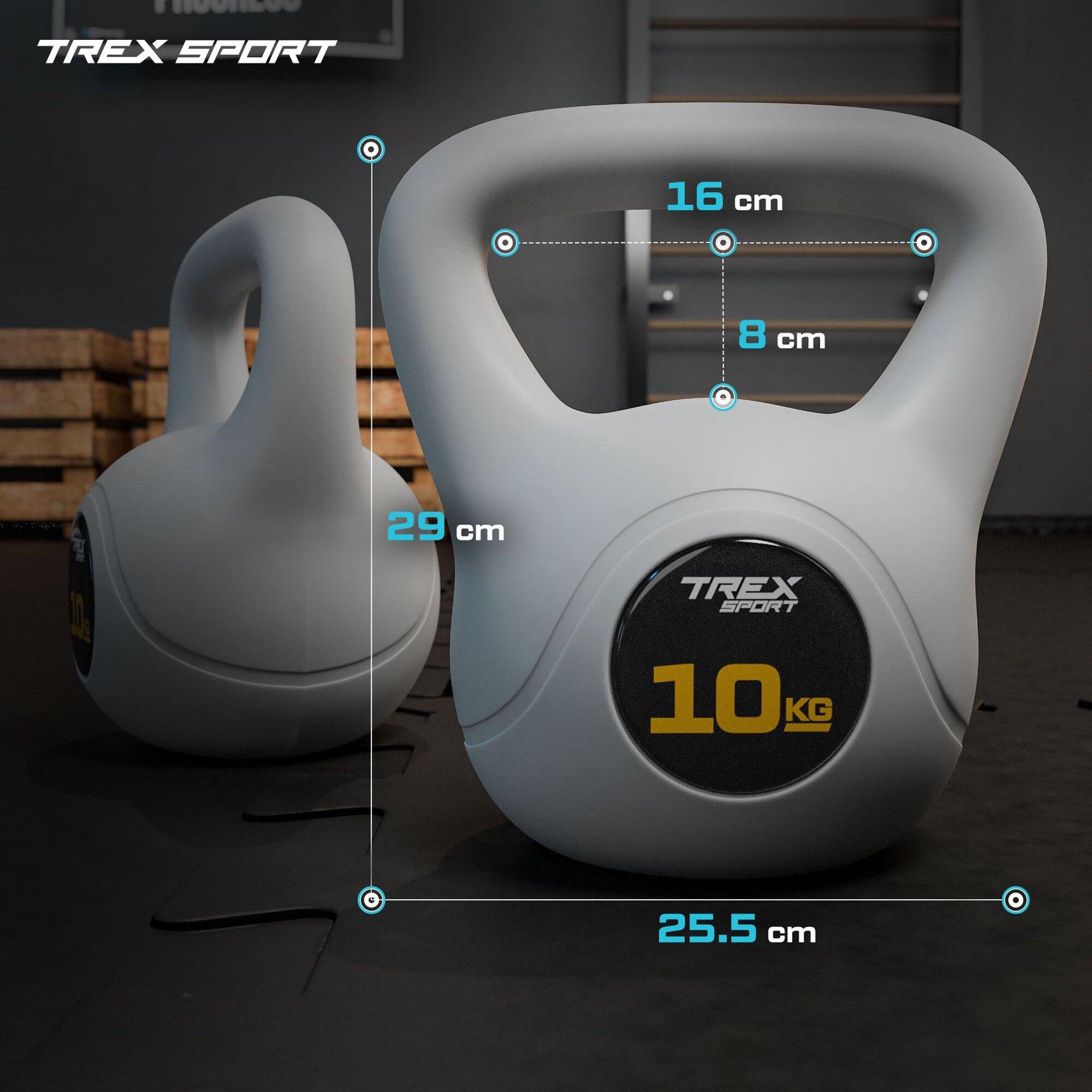 Vinyl kettlebell Trex Sport 10 kg met brede grip voor training 3/7
