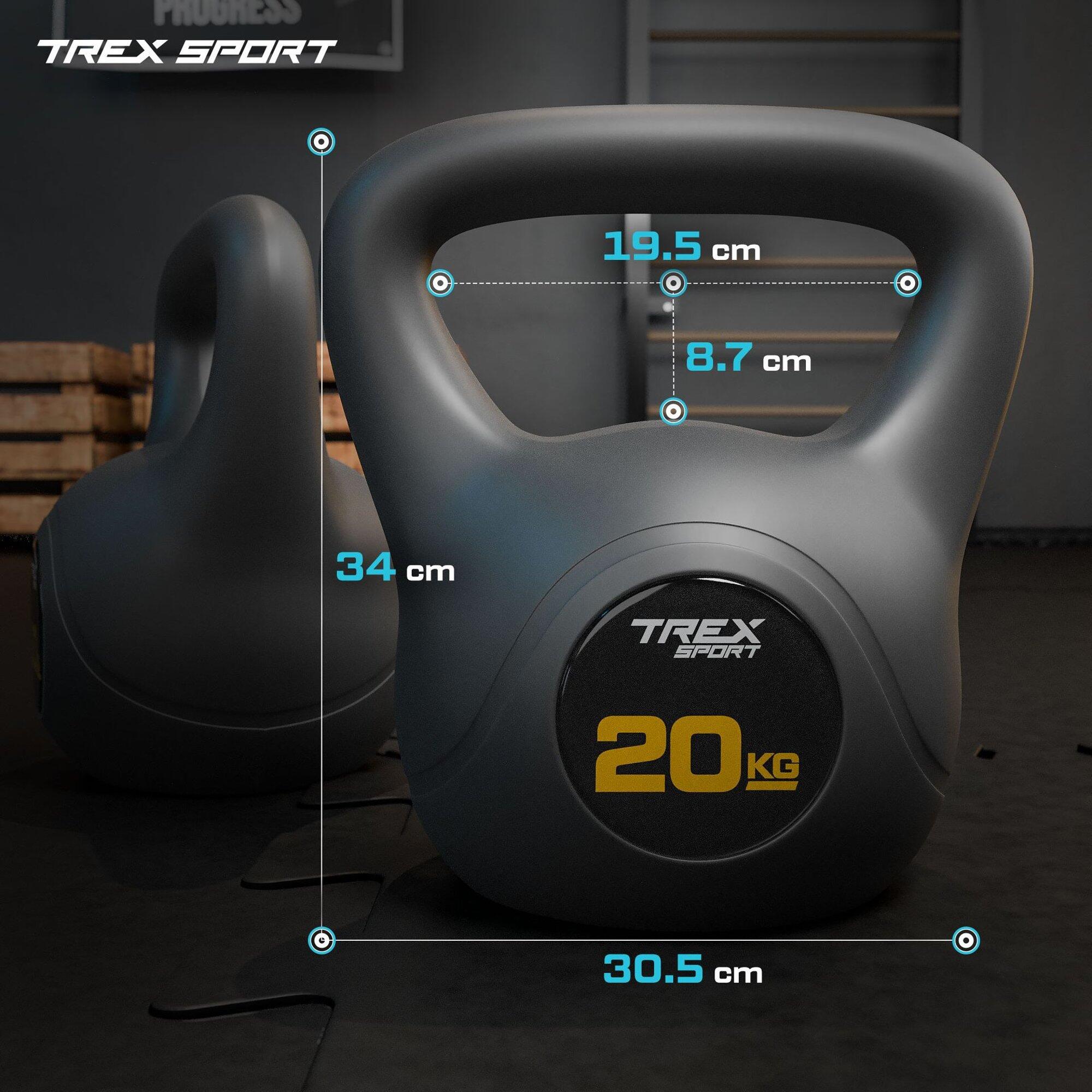 Kettlebell winylowy treningowy Trex Sport szeroki uchwyt odważnik 20kg 3/7
