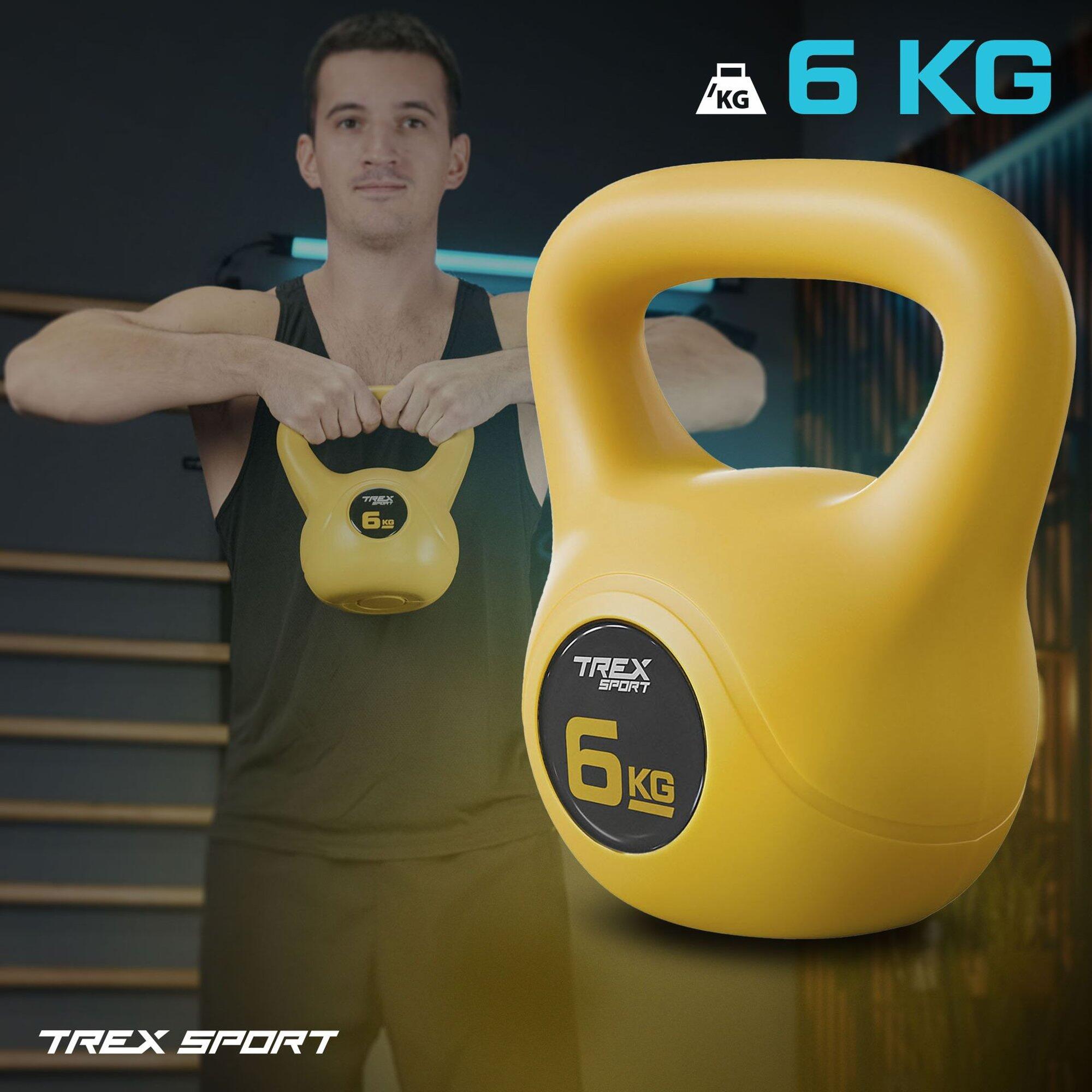 Kettlebell en vinyle Trex Sport 6 kg avec large poignée fitness 2/7