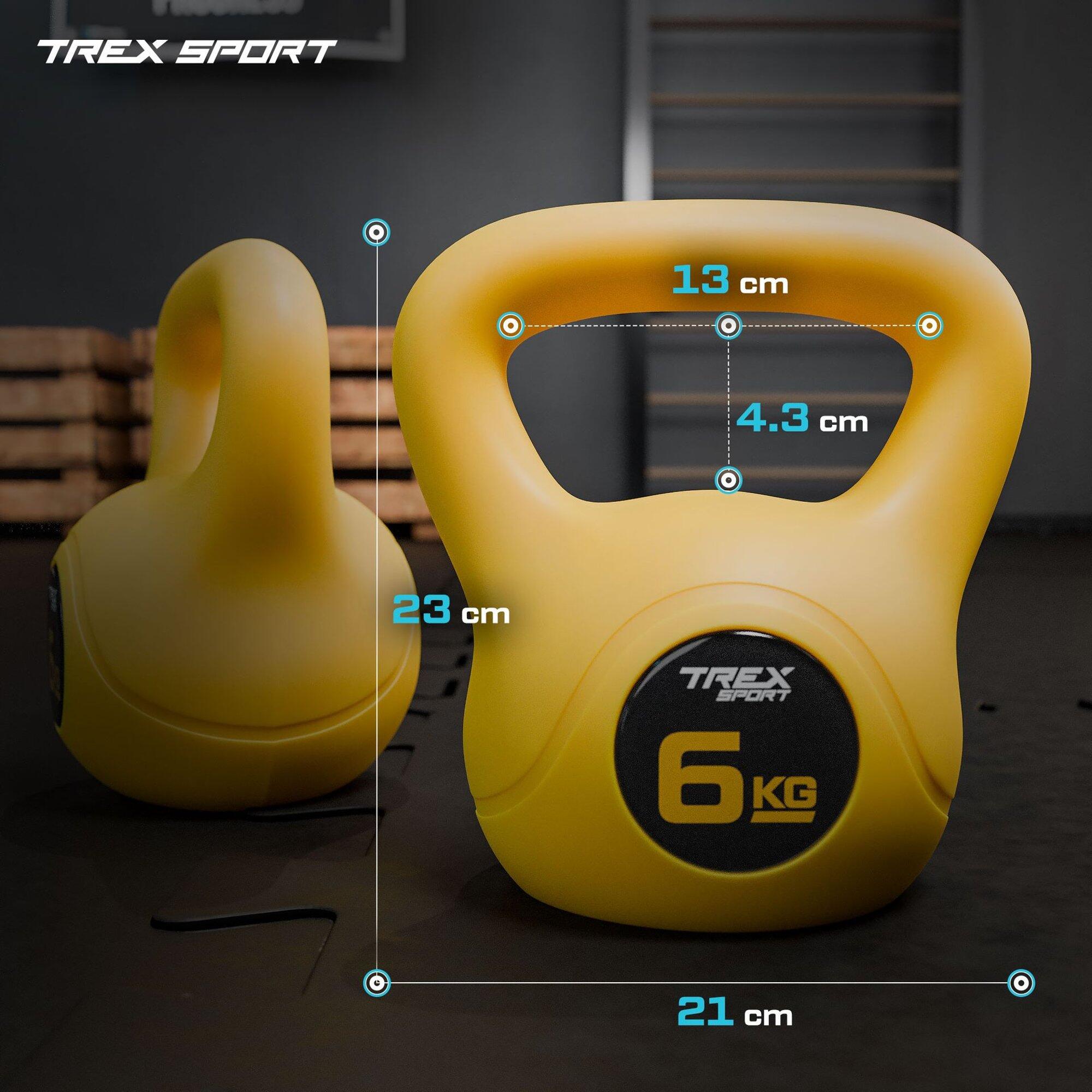 Kettlebell en vinyle Trex Sport 6 kg avec large poignée fitness 3/7