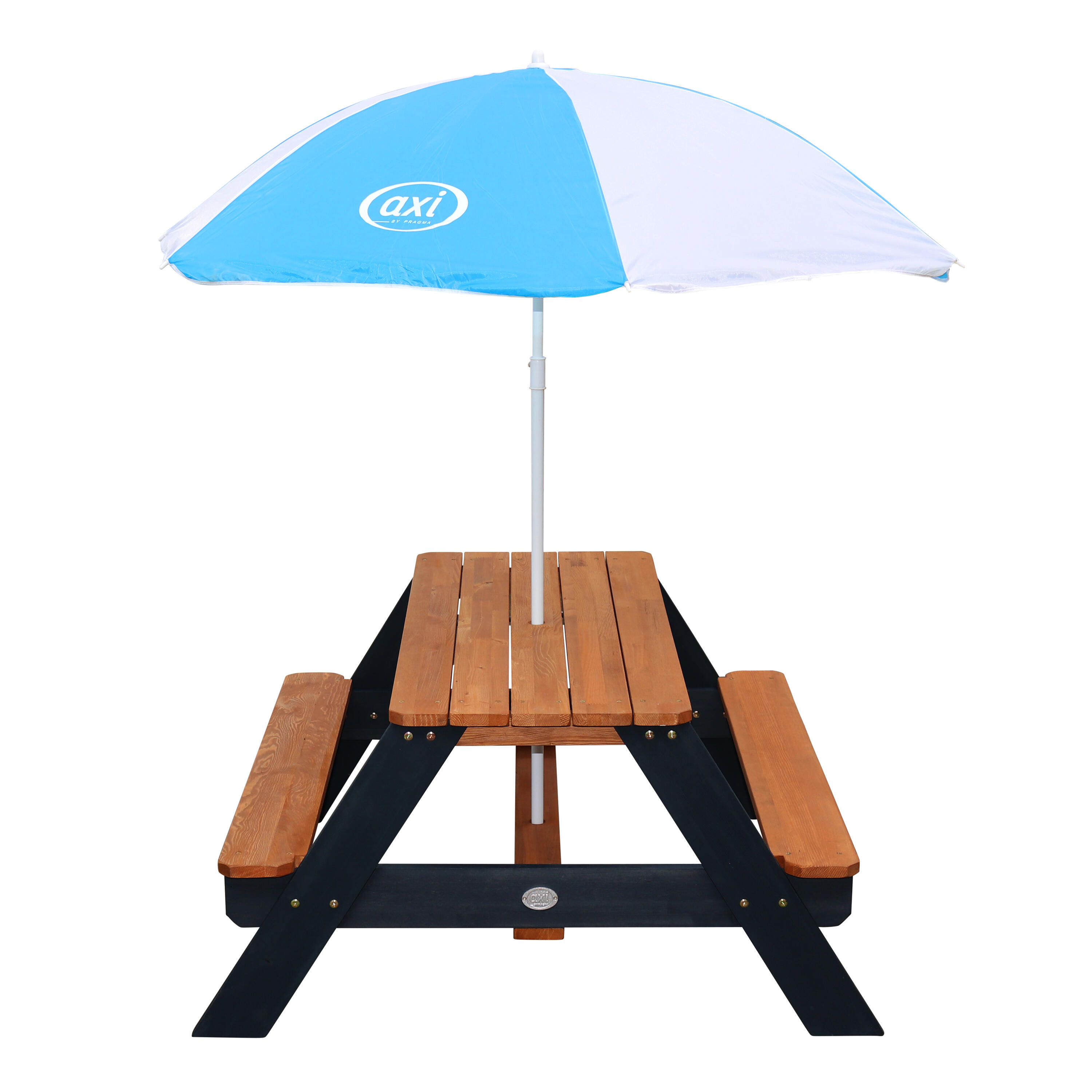 Table Pique Nique avec Parasol 95x97x48 cm, Marron/Blanc 4/7