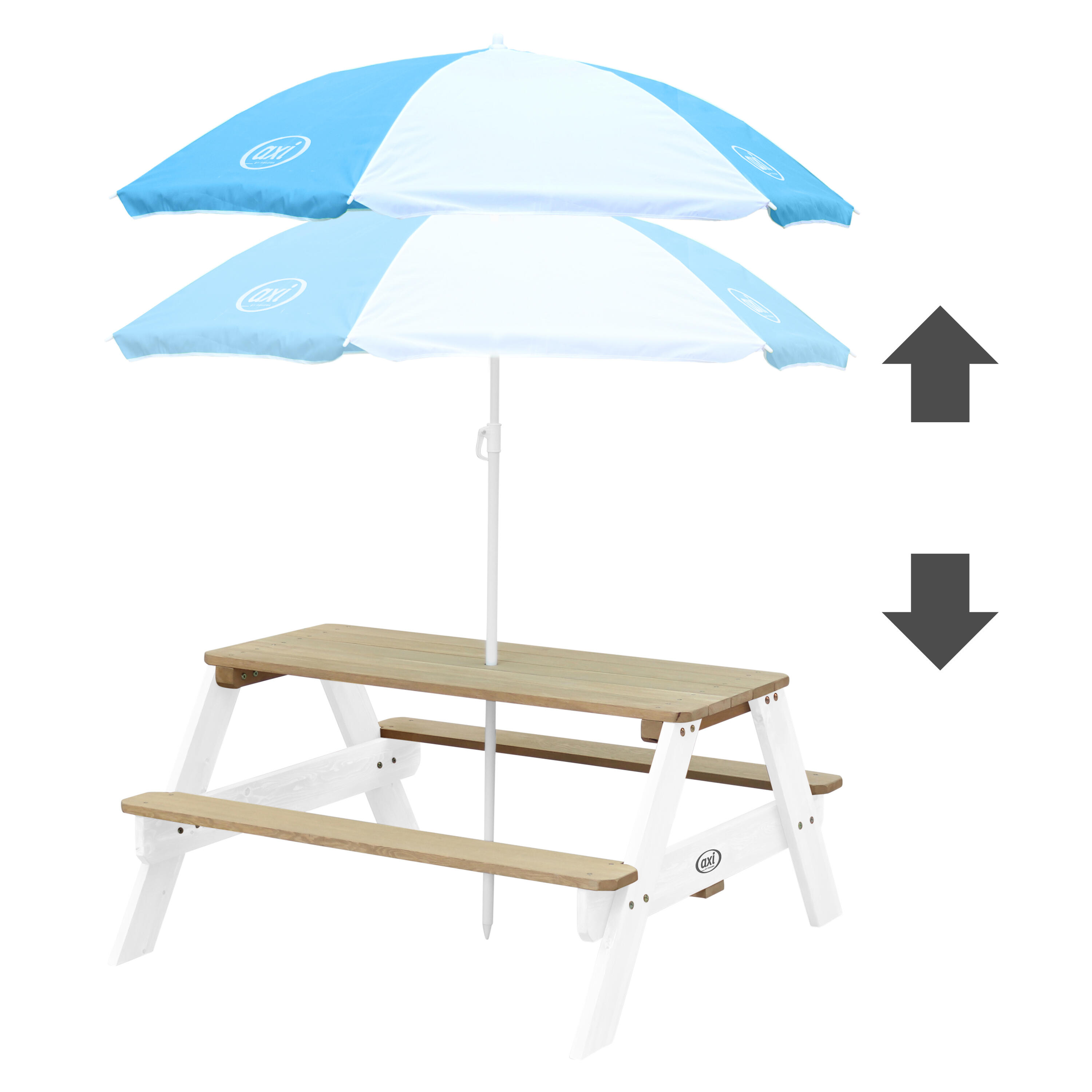 Table Pique Nique avec Parasol 95x97x48 cm, Marron/Noir 6/7