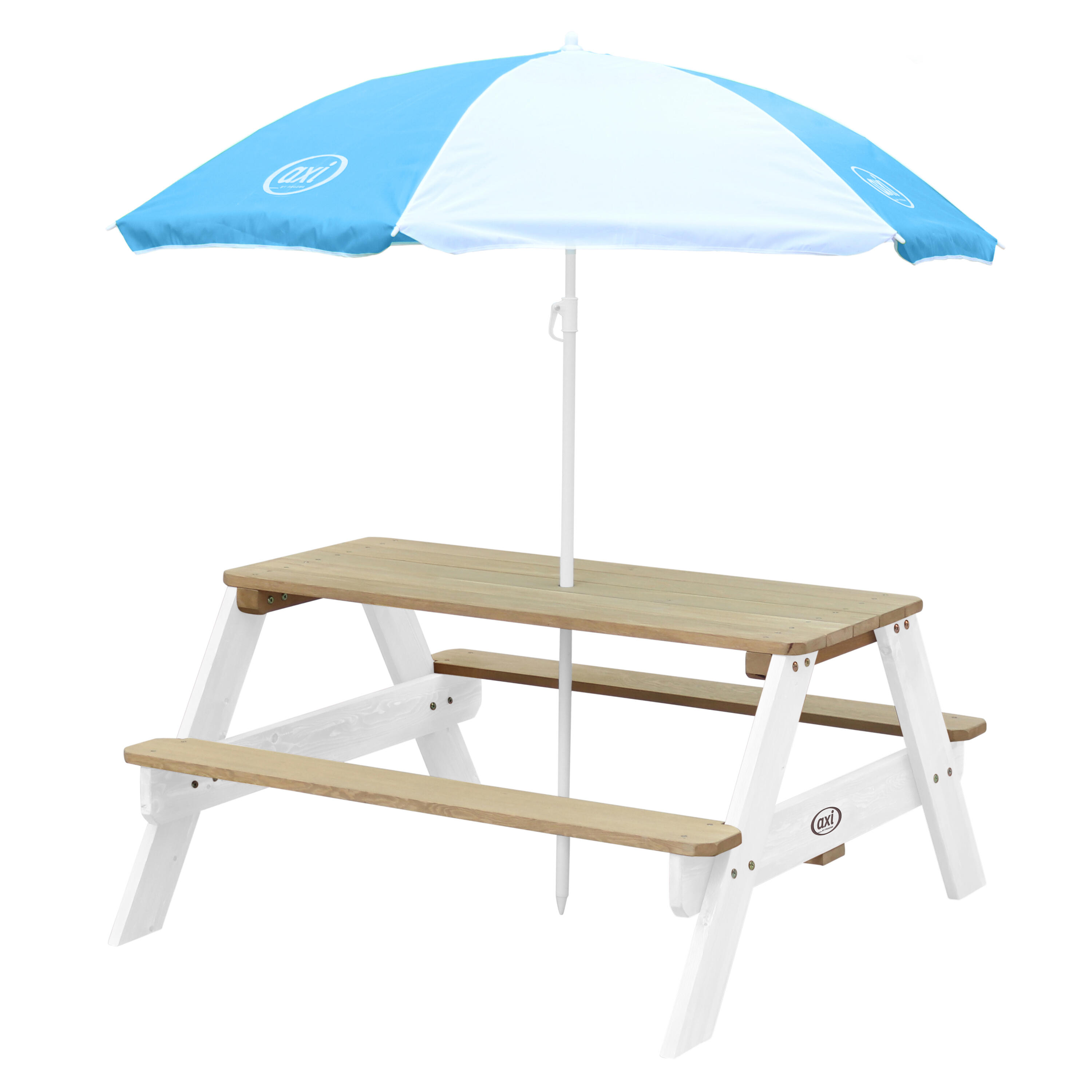 Table Pique Nique avec Parasol 95x97x48 cm, Marron/Noir 4/7