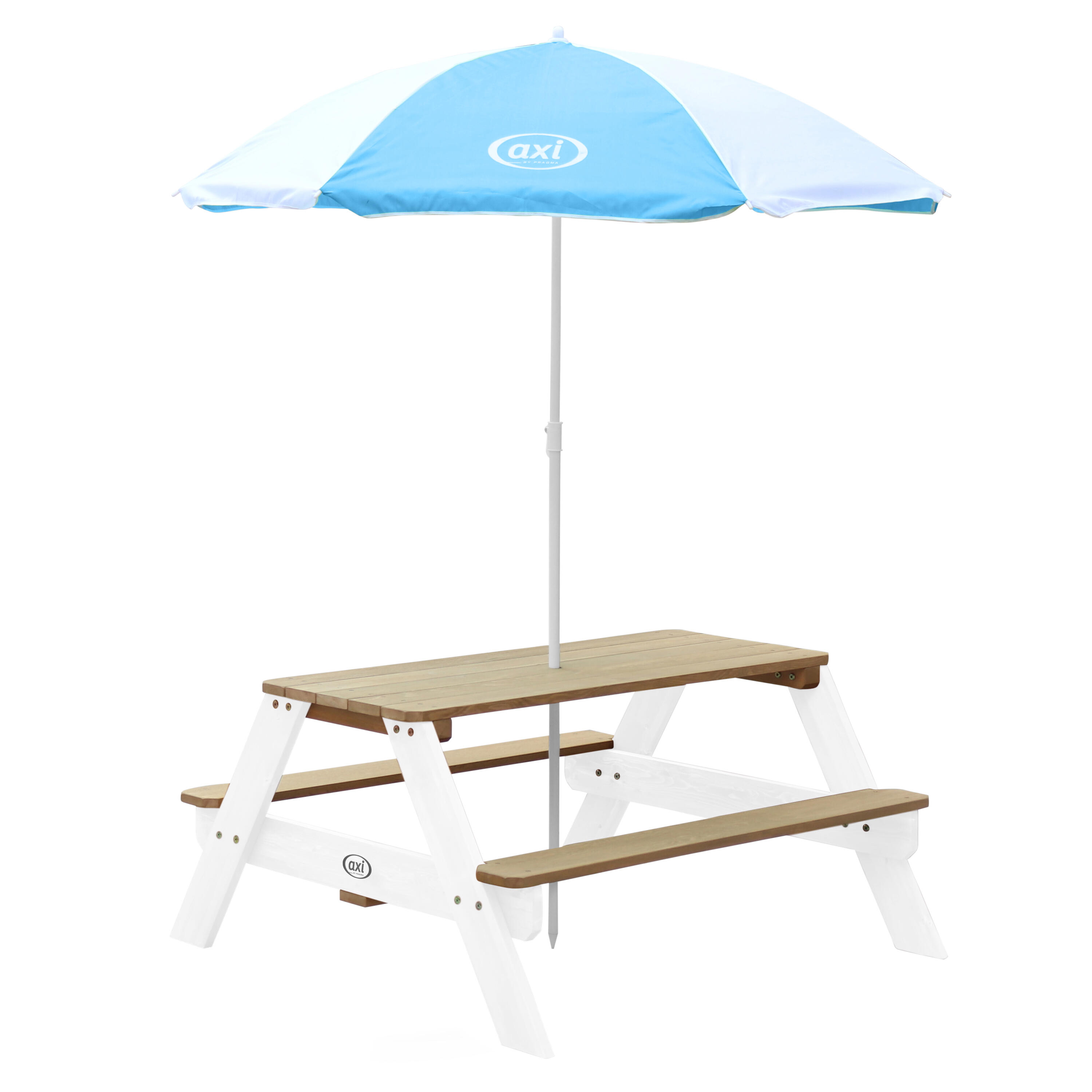 Table Pique Nique avec Parasol 95x97x48 cm, Marron/Noir 2/7