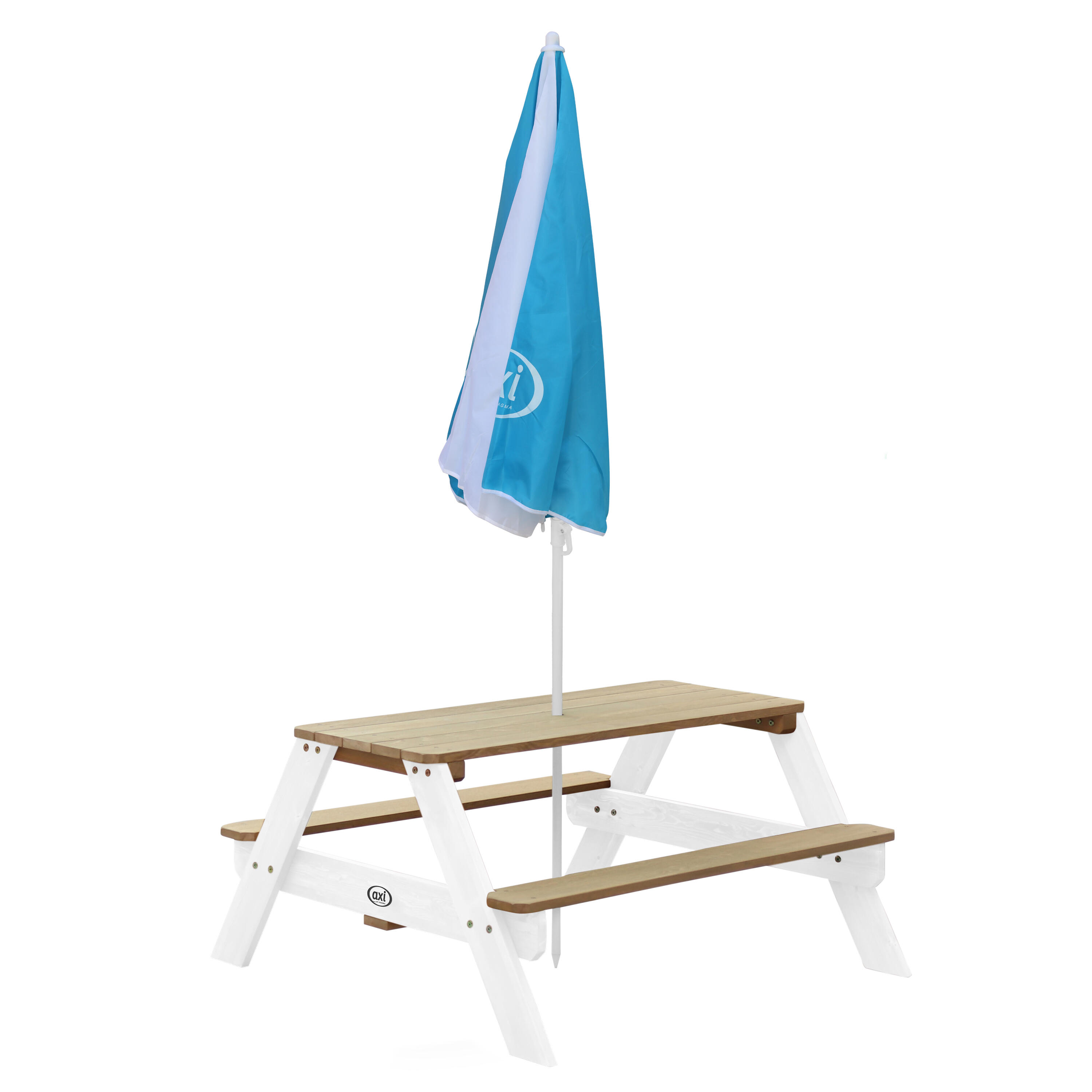 Table Pique Nique avec Parasol 95x97x48 cm, Marron/Noir 7/7