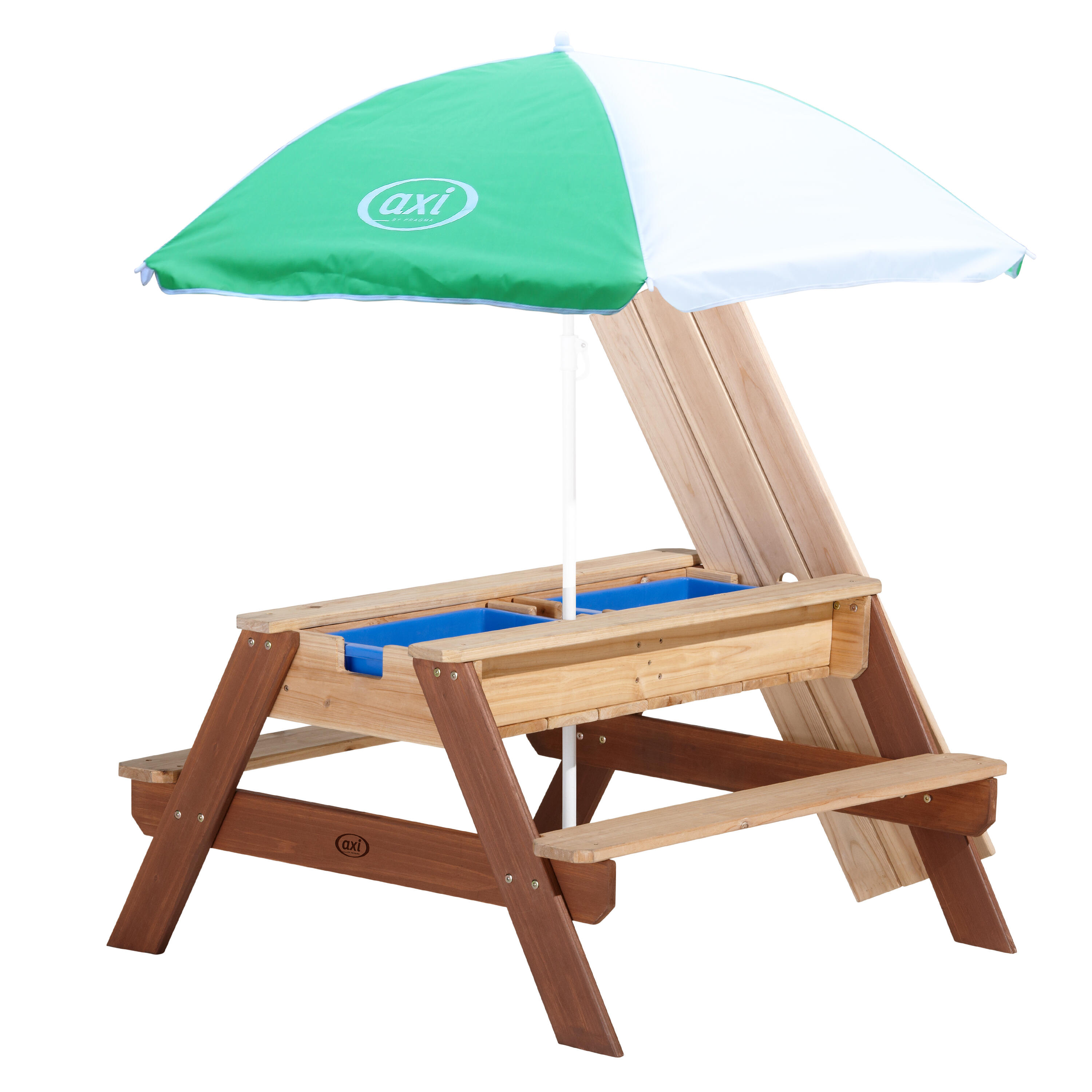 Axi - Table Pique Nique Sable Et Eau Marron - Nick - Parasol Vert/blanc - No Value Provided - Vert - Taille Unique - Decathlon