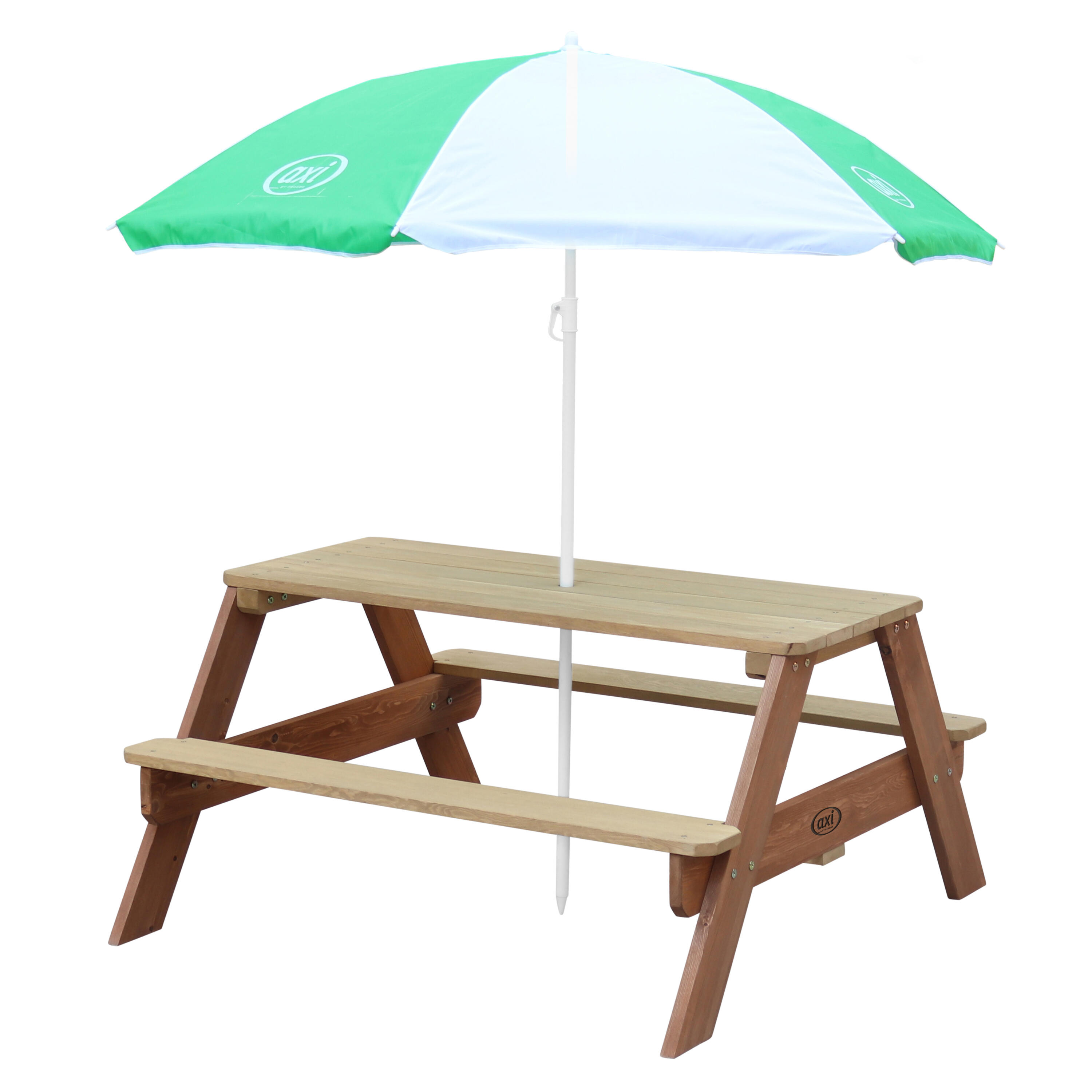 Table Pique Nique avec Parasol 95x97x48 cm, Vert/Blanc 4/7