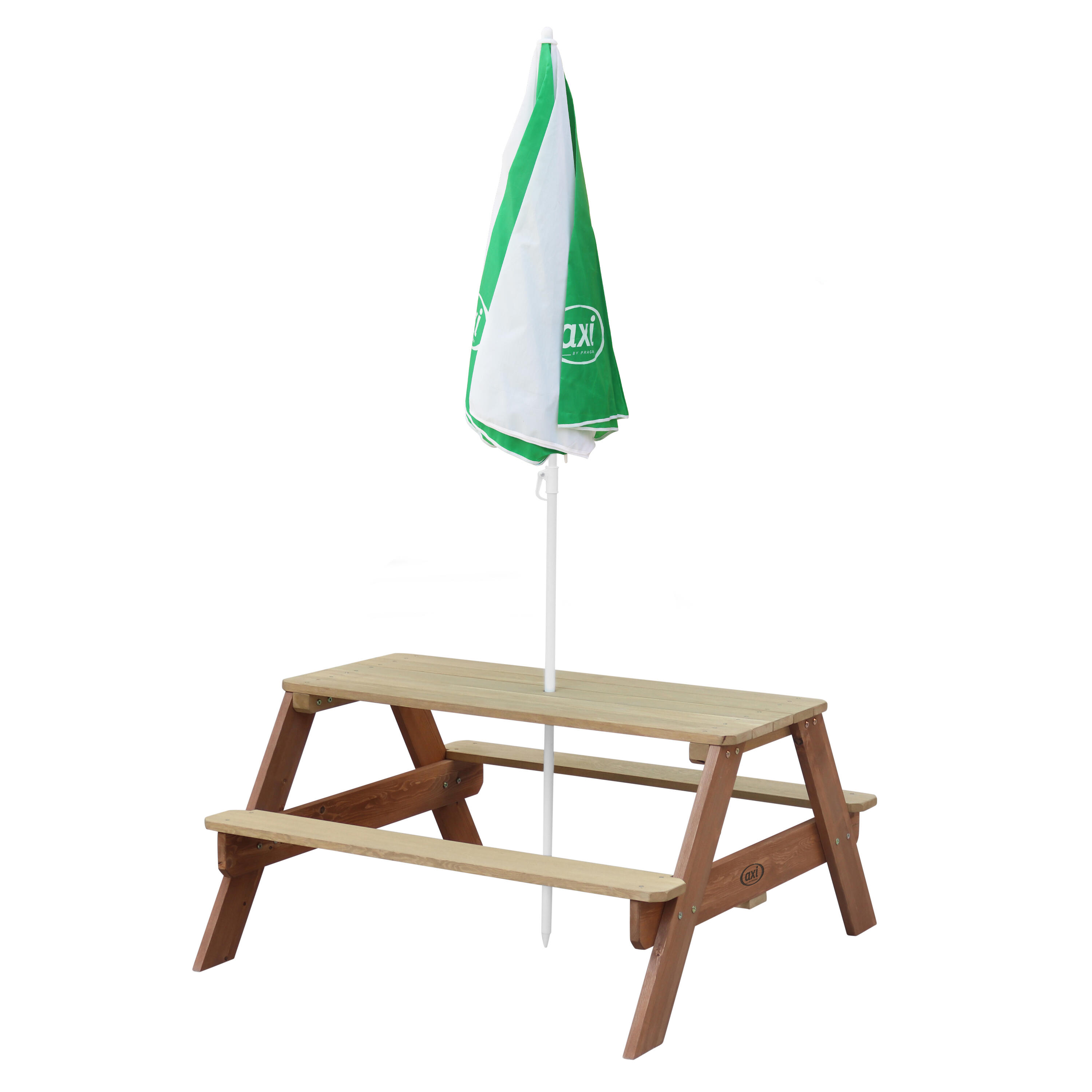 Table Pique Nique avec Parasol 95x97x48 cm, Vert/Blanc 7/7