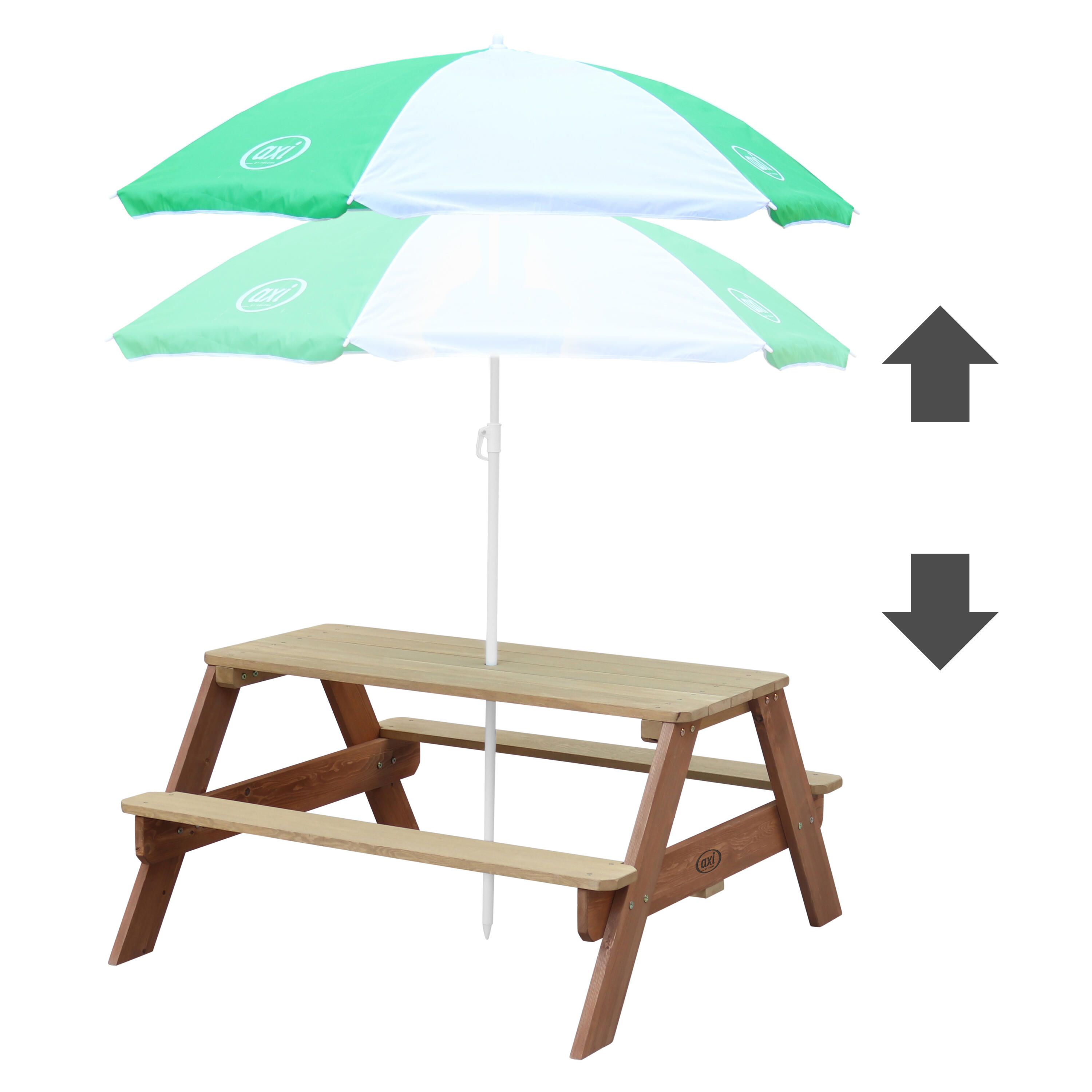 Table Pique Nique avec Parasol 95x97x48 cm, Vert/Blanc 6/7