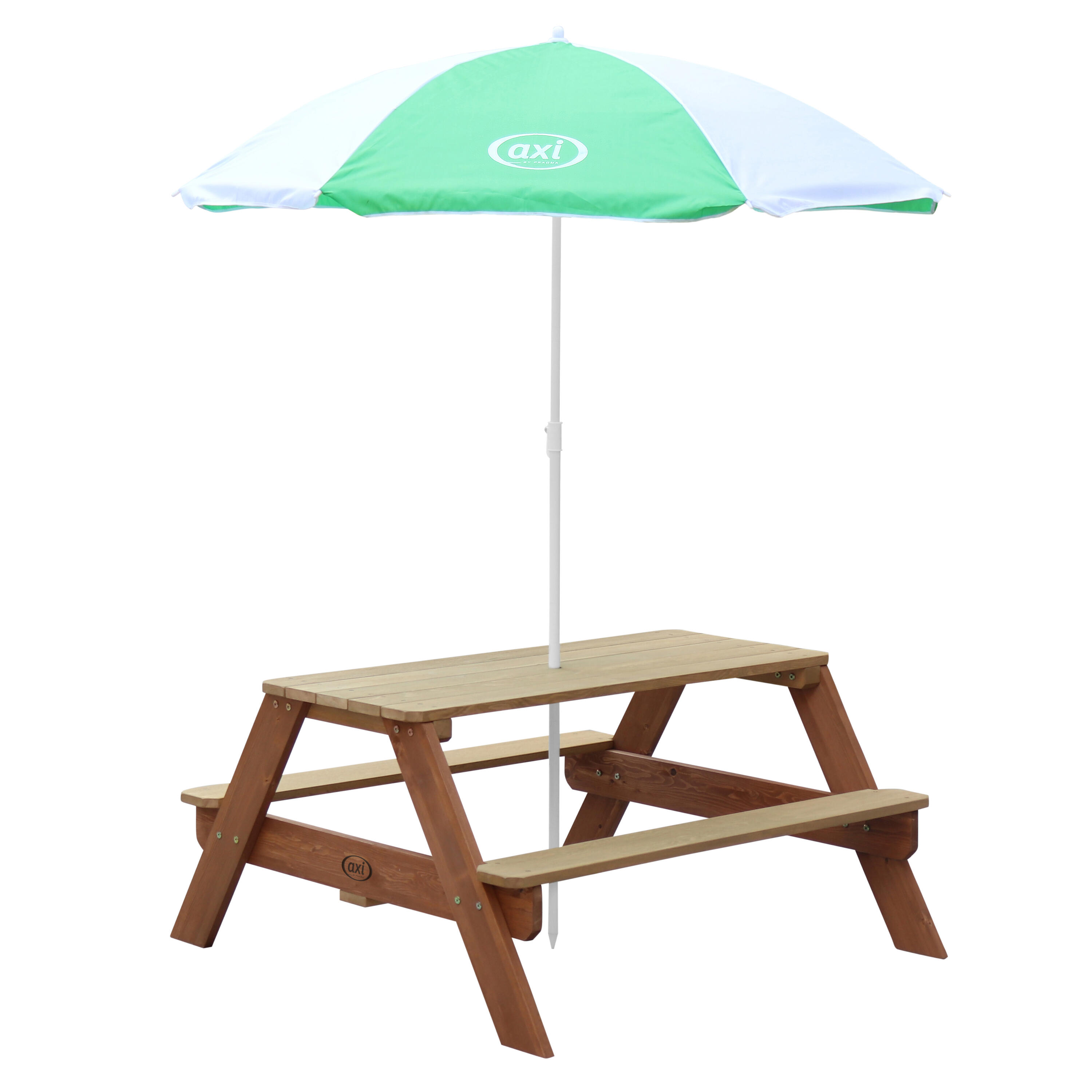 Table Pique Nique avec Parasol 95x97x48 cm, Vert/Blanc 2/7