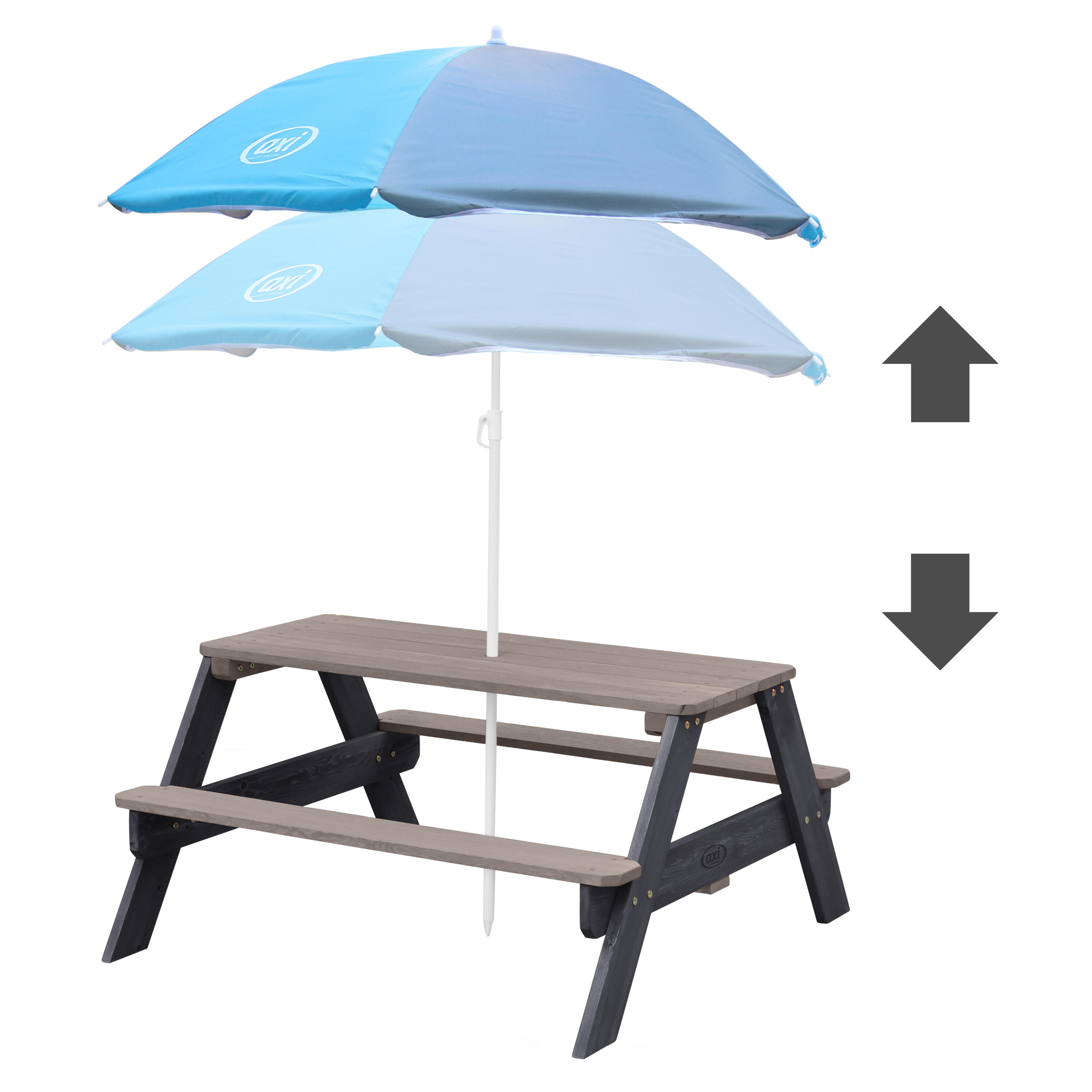 Table Pique Nique avec Parasol 95x97x48 cm, Anthracite/Gris 6/7