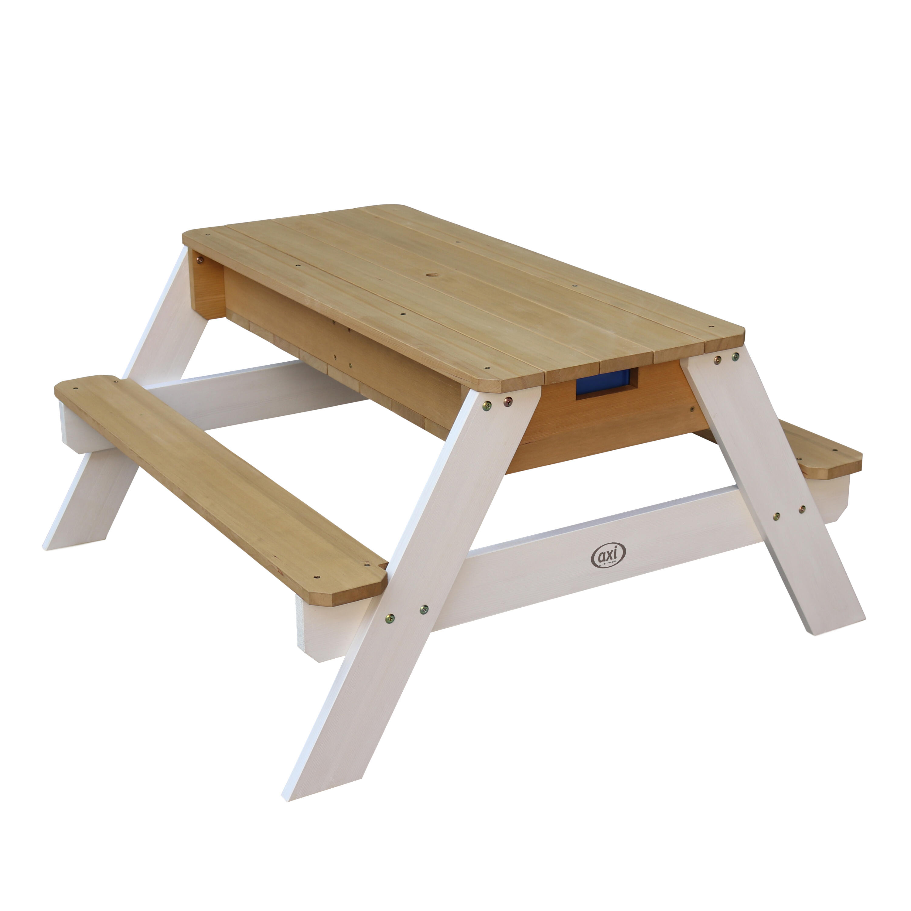 Mesa de picnic Arena y agua Marrón/Blanco - Nick - Sombrilla Azul/Blanco 5/7