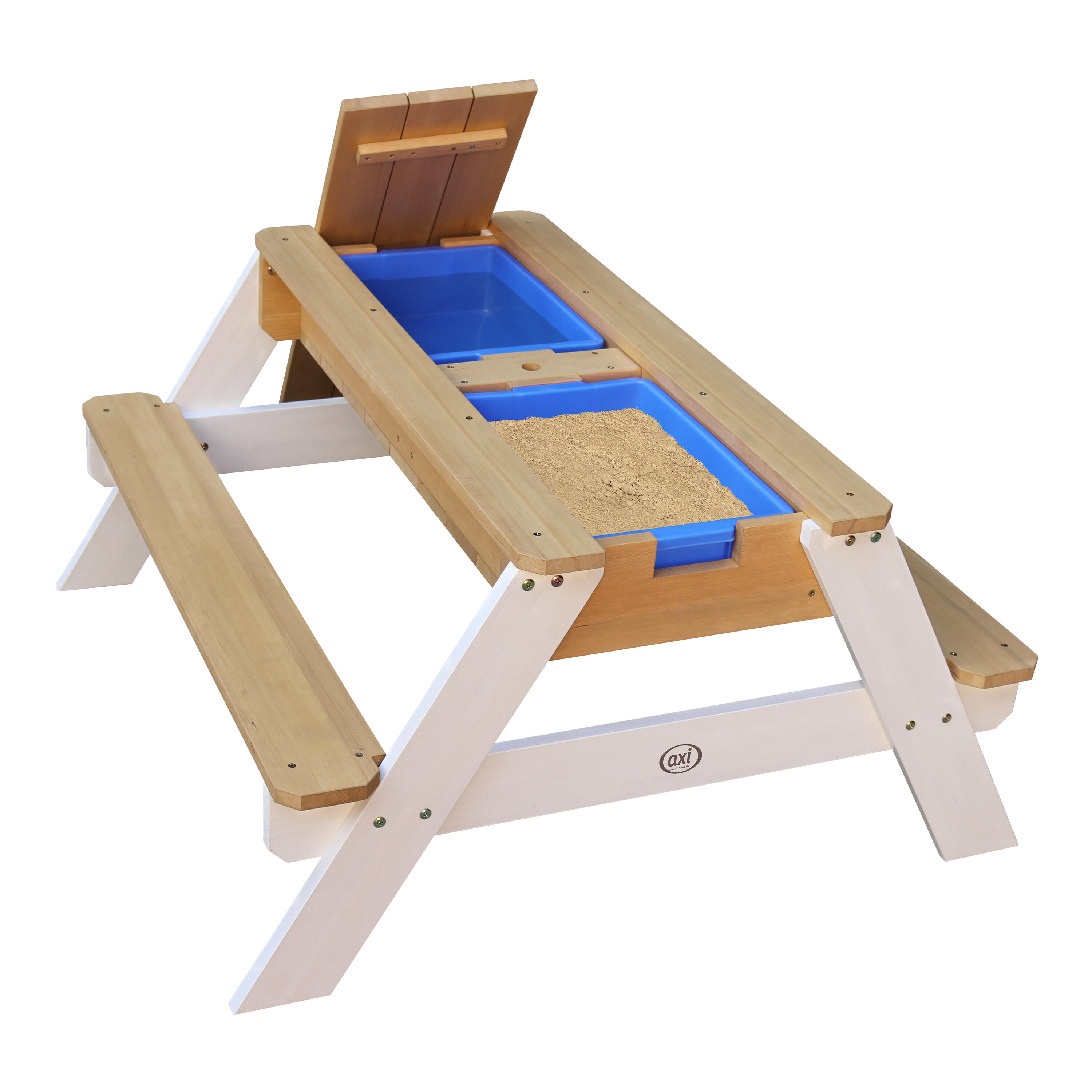 Mesa de picnic Arena y agua Marrón/Blanco - Nick - Sombrilla Azul/Blanco 6/7