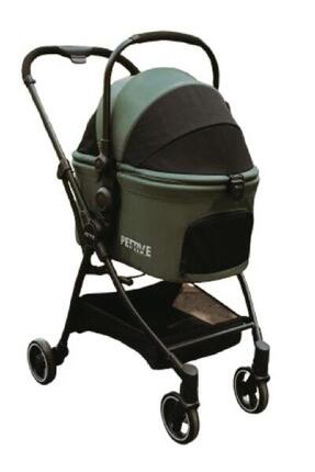 3-in-1 buggy voor hond of kat S.RIDER groen tot 20 kg