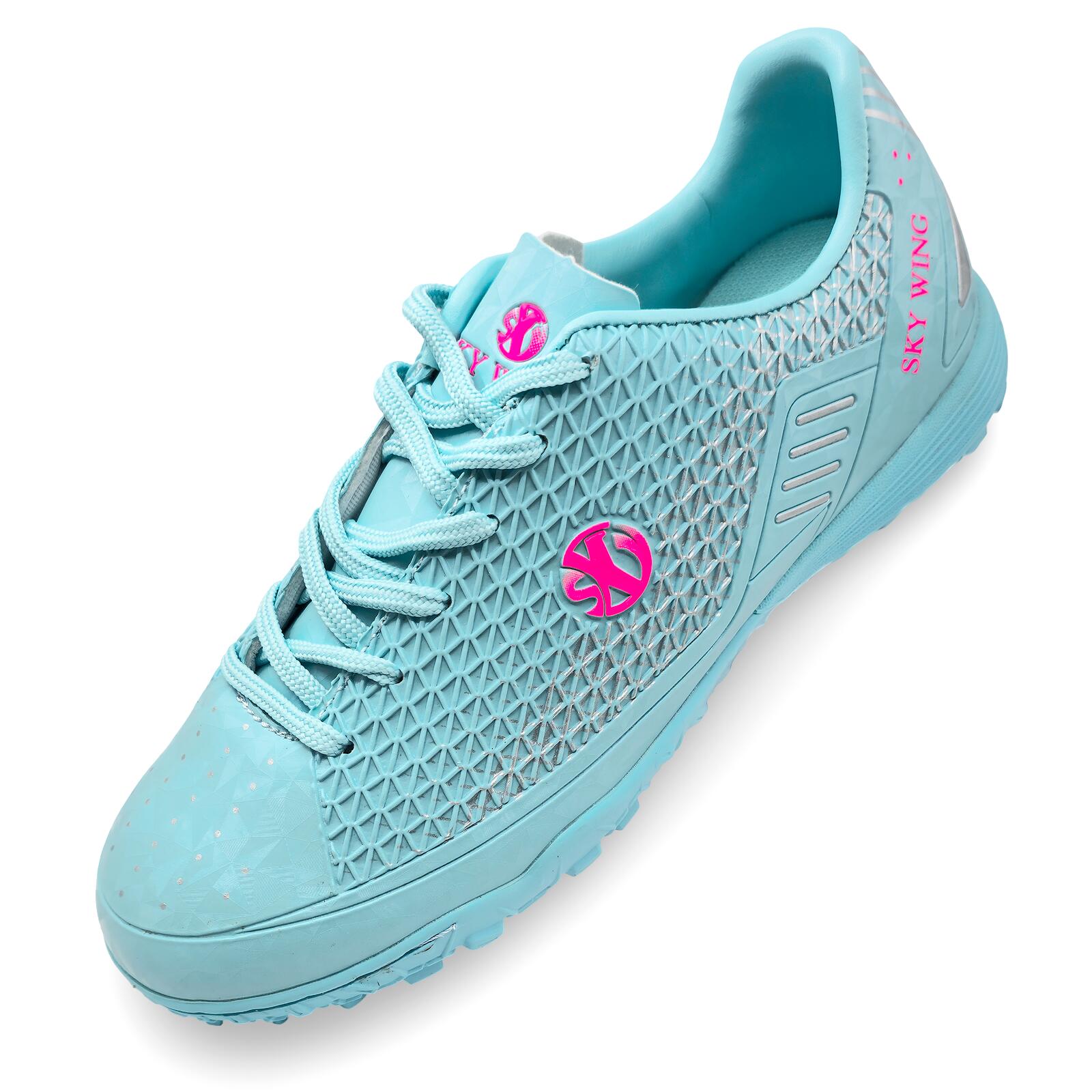 Ghete de fotbal Sky Wing, 9895 pentru teren sintetic, cusute in varf 39 turcoaz