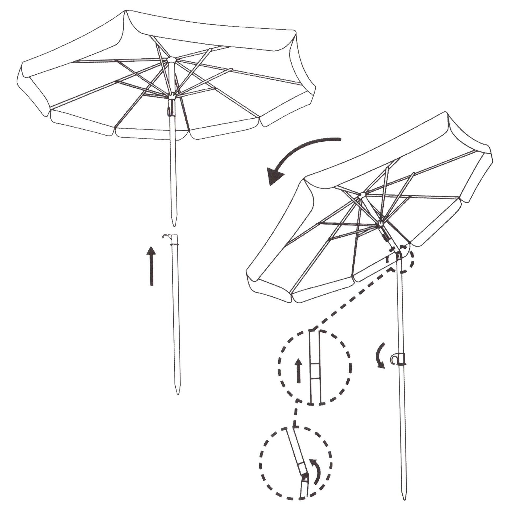 Parasol plażowy, kempingowy 180 cm łamany niebiesko-biały 7/7