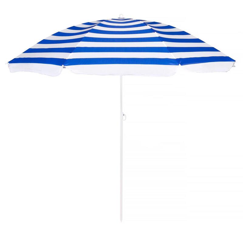 Parasol plażowy, kempingowy 180 cm łamany niebiesko-biały
