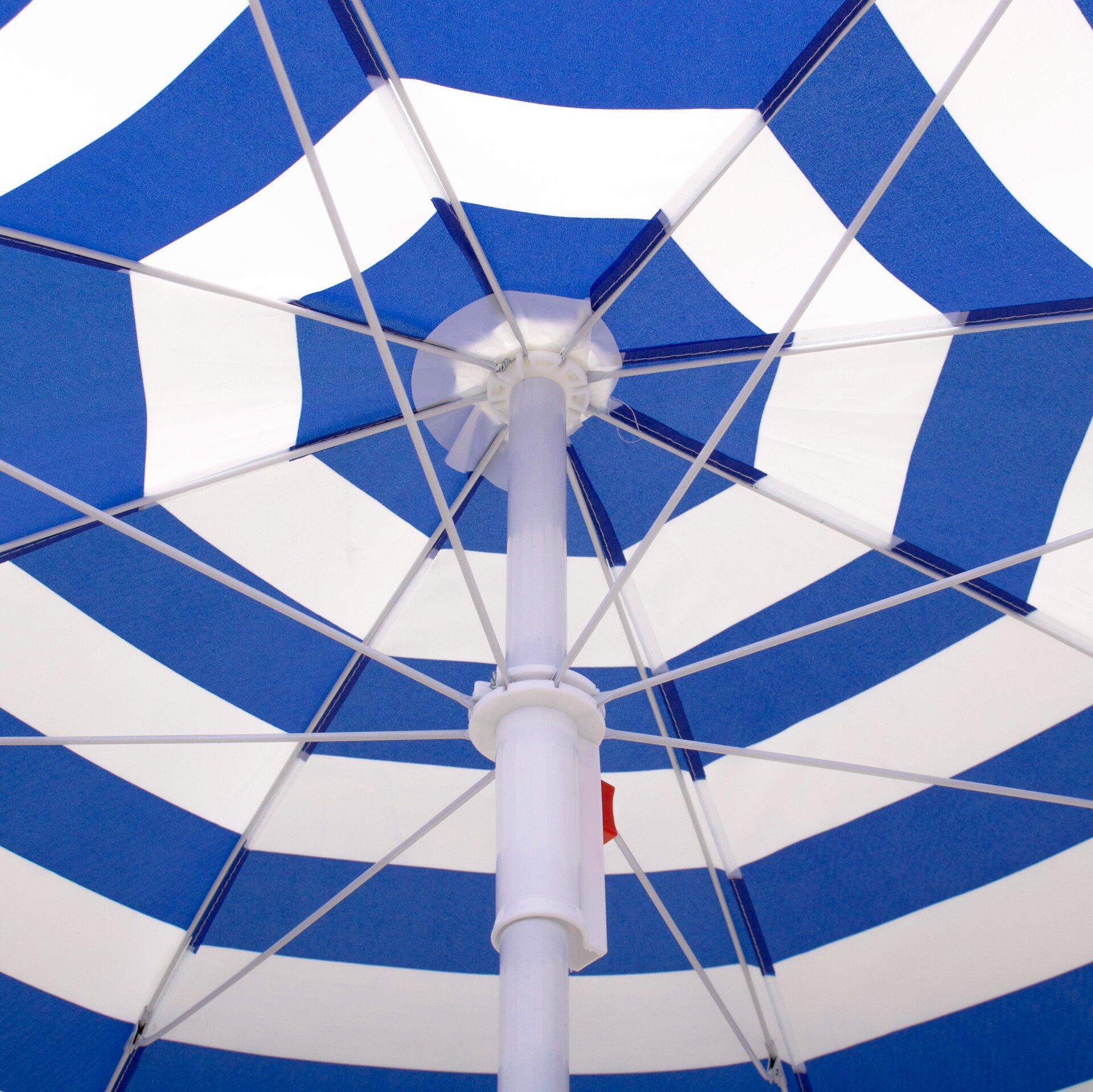 Parasol plażowy, kempingowy 180 cm łamany niebiesko-biały 2/7