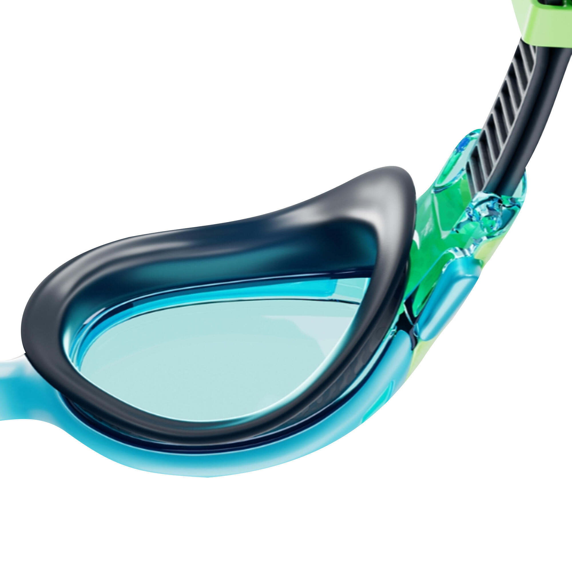 "2.0" Passt sich dem Gesicht an Schwimmbrille 2024 für Kinder Blau/Grün 4/4