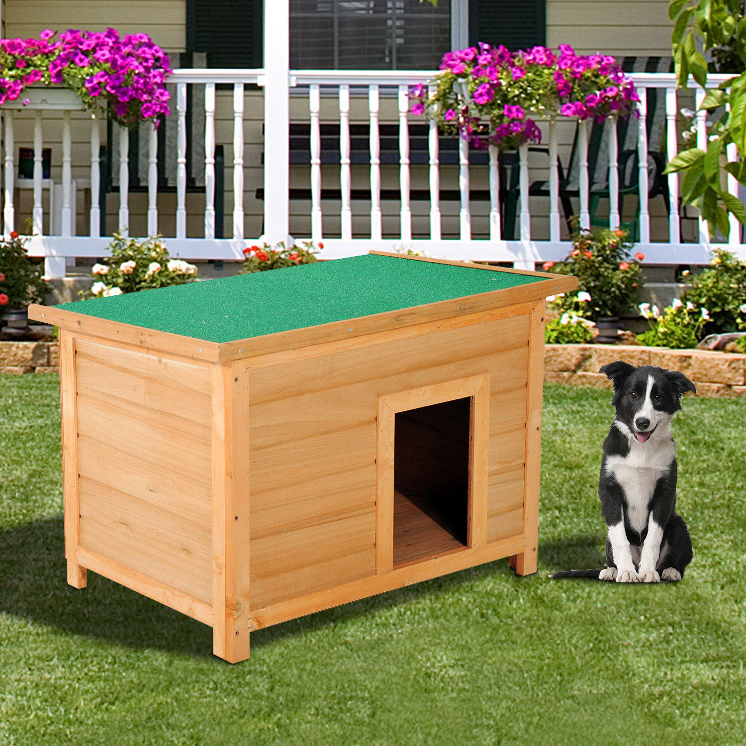 Cuccia Impermeabile Per Cani Grossa Taglia 88x79x89 Cm – Con Finestre E Base Rialzata