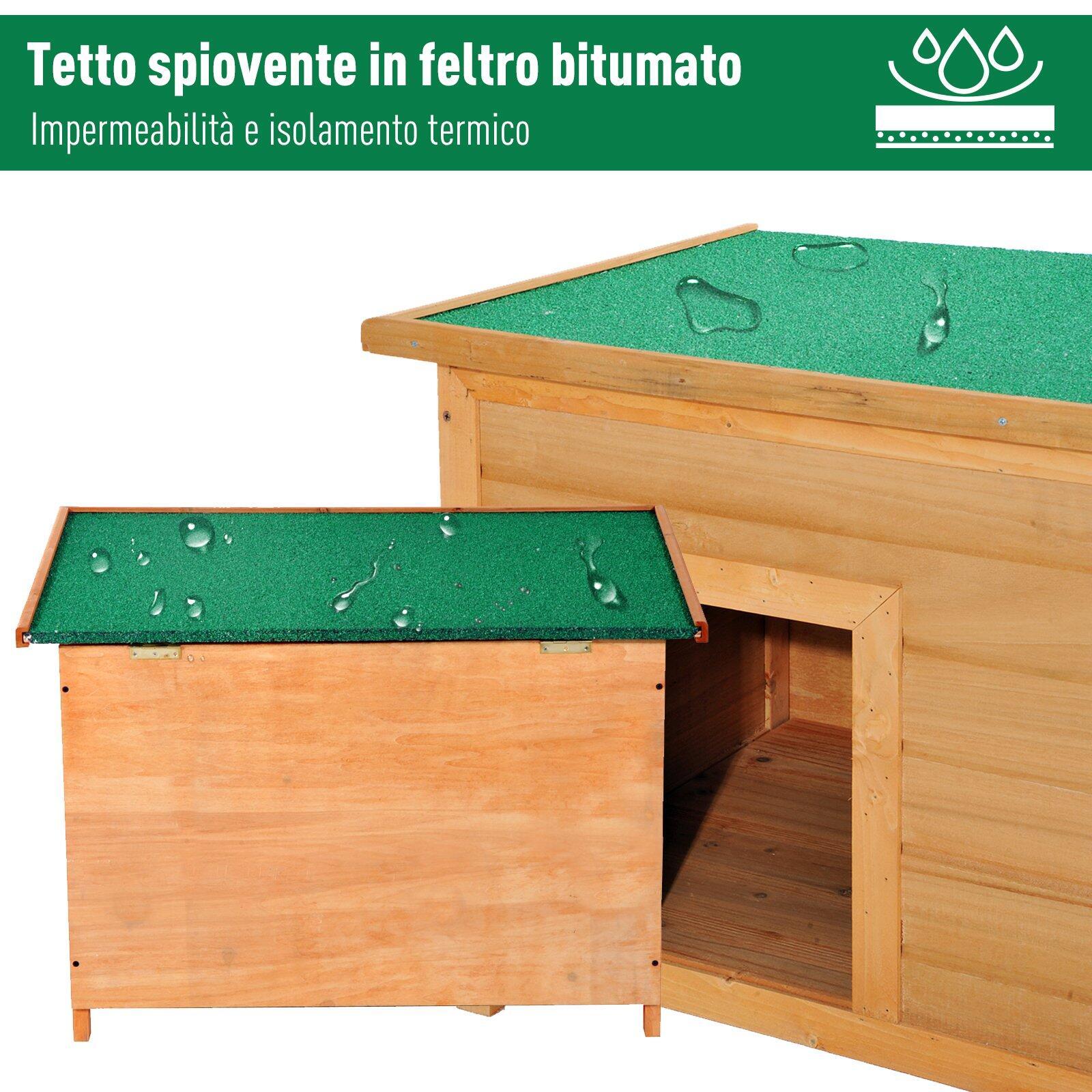 PawHut Cuccia a Casetta per Cani da Esterno Impermeabile in Legno di Abete 5/5