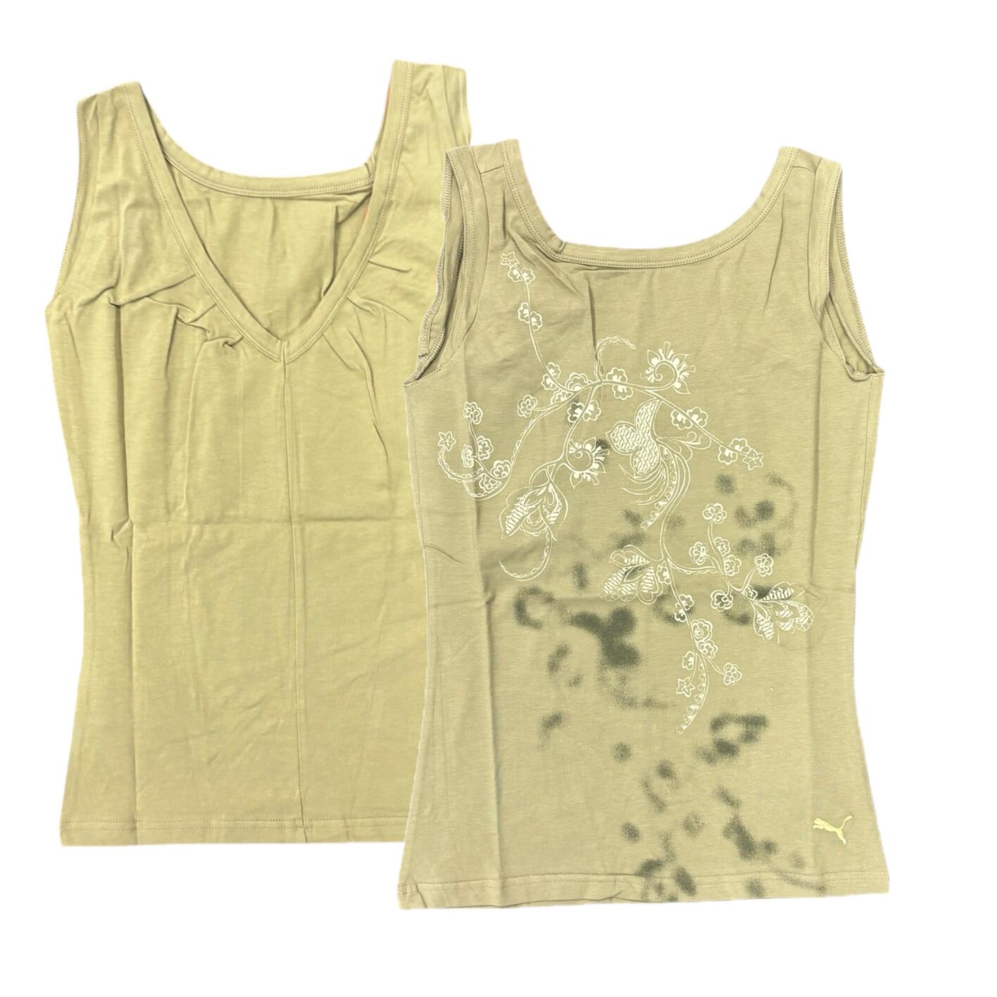 Puma Women's Tank Top Green Flower Graphic Vest 1/3