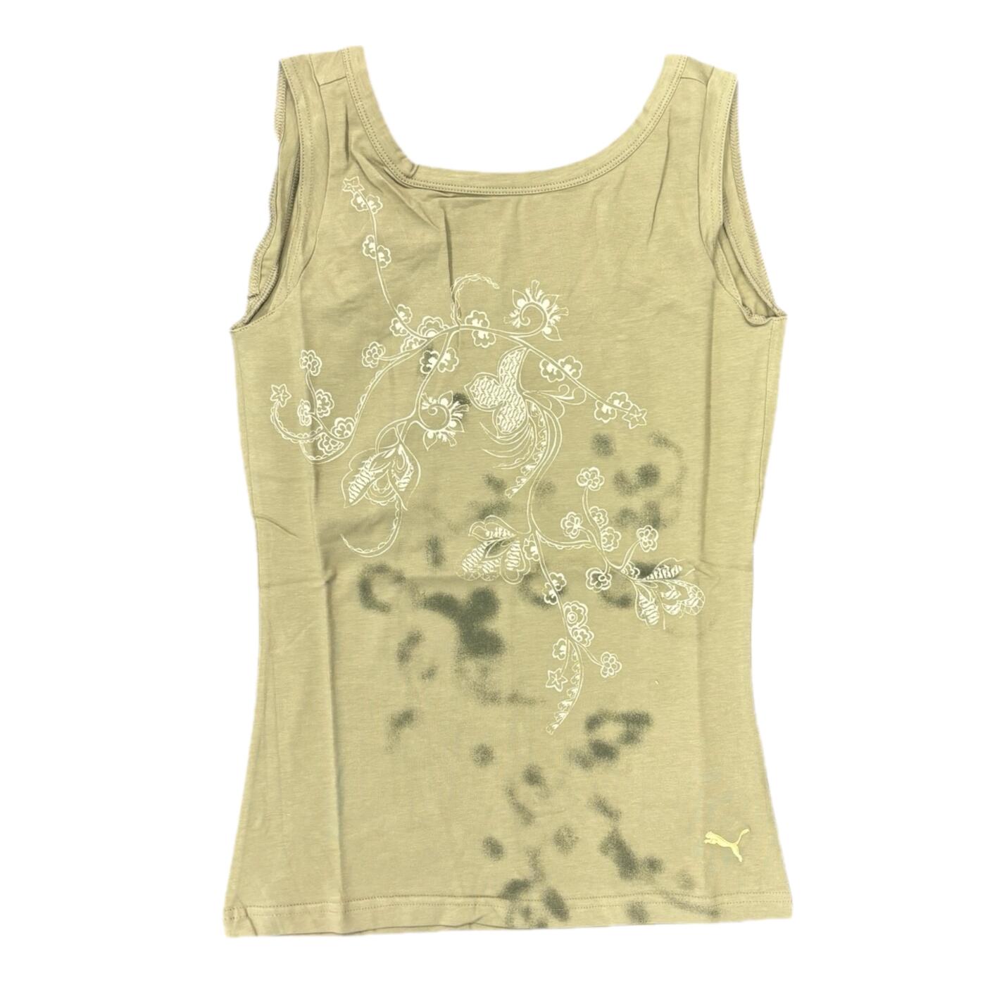 Puma Women's Tank Top Green Flower Graphic Vest 2/3