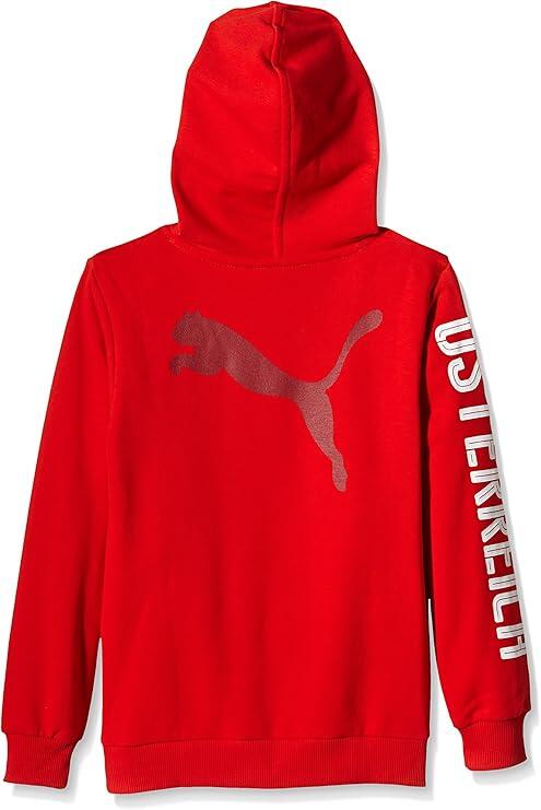 Puma Kid's Red Hoodie OFB Austria Football Badge Hoodie 3/3