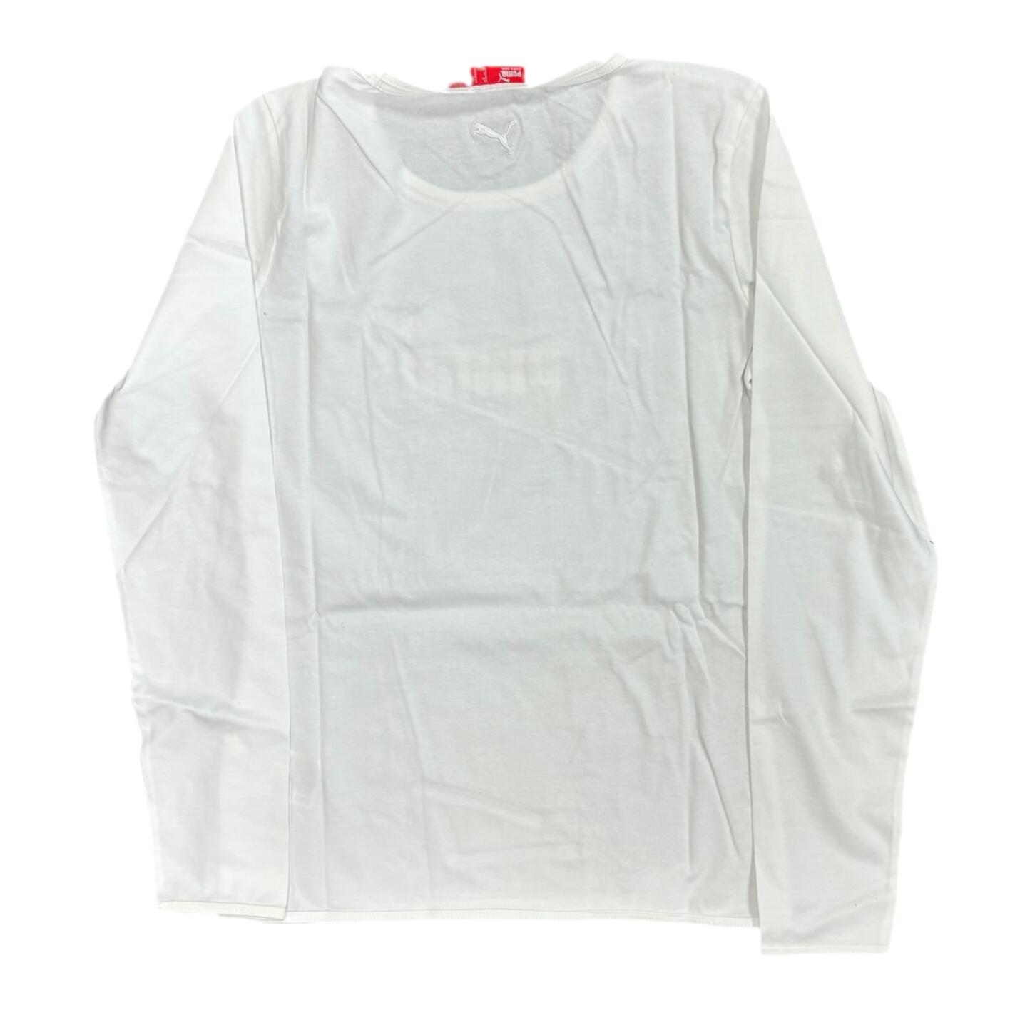 Puma Women's White Top Long Sleeve Pink T-Shirt 3/3