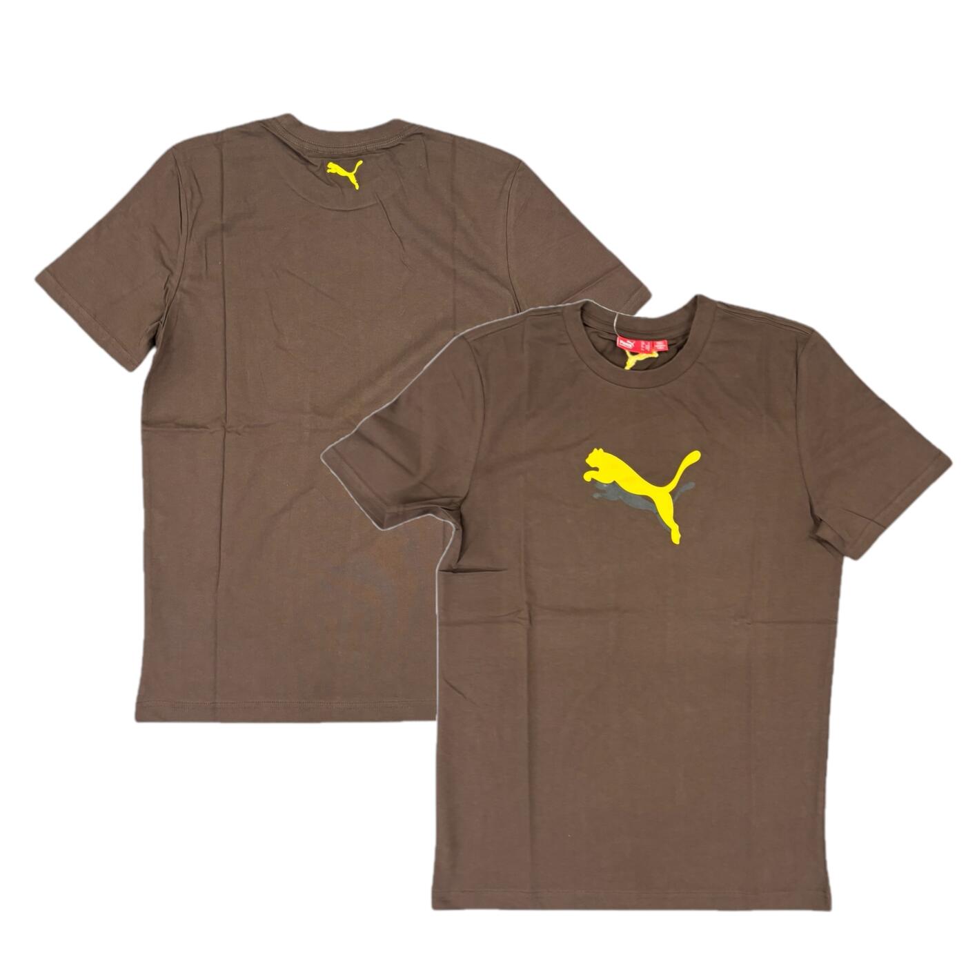 Puma Men's Brown T-Shirt Logo Top 1/3