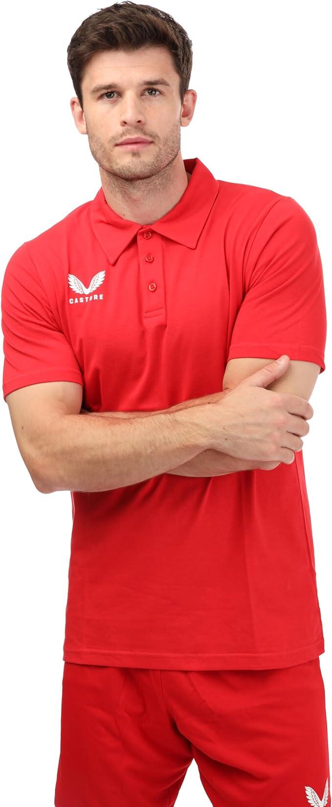 Castore Sportswear Polo Shirt Men's S/S Red Logo Top 1/3