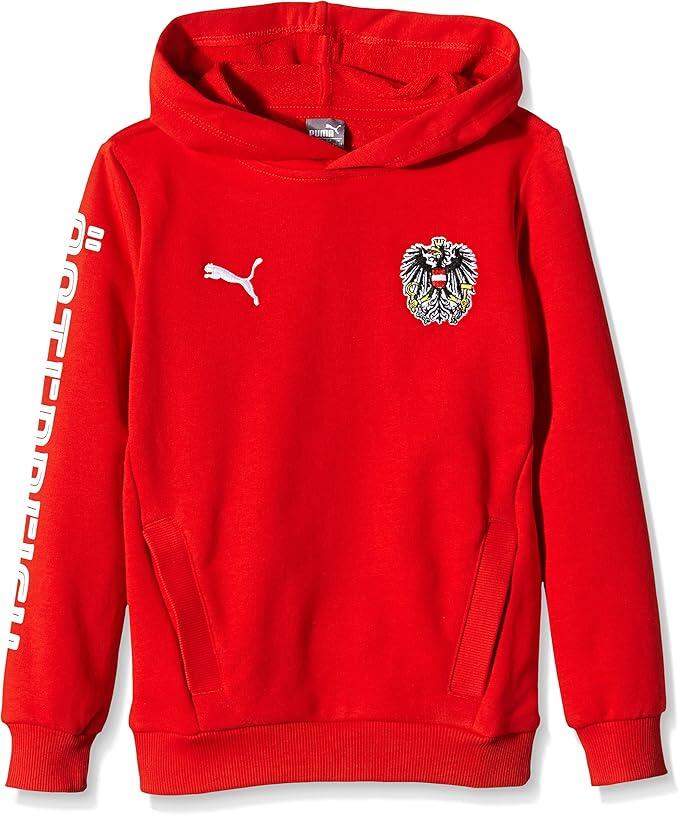 Puma Kid's Red Hoodie OFB Austria Football Badge Hoodie 2/3