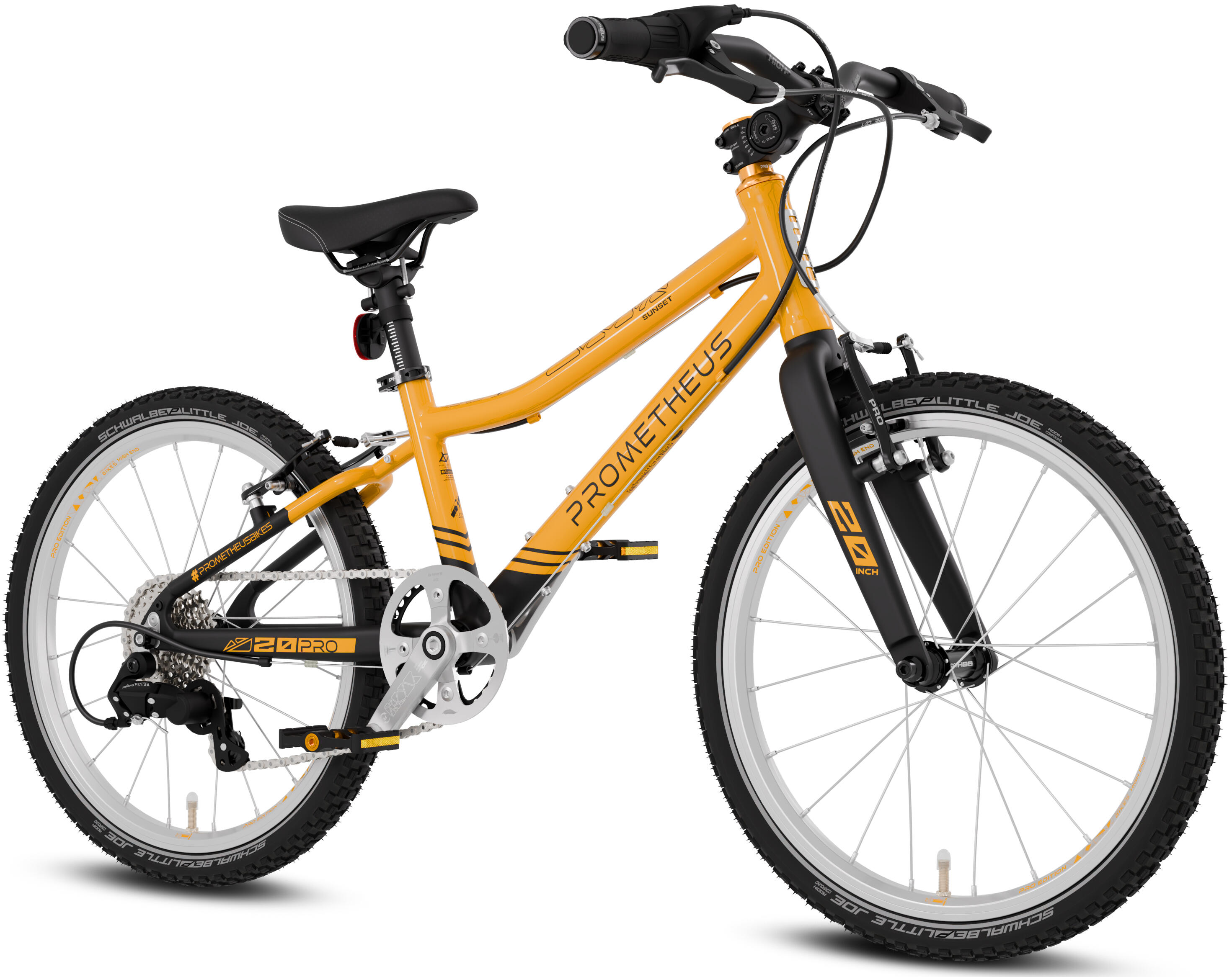 PROMETHEUS BICYCLES Kinderfahrrad 20 Zoll ab 6 Jahre Superleicht 7 Gang Fahrrad Orange Schwarz