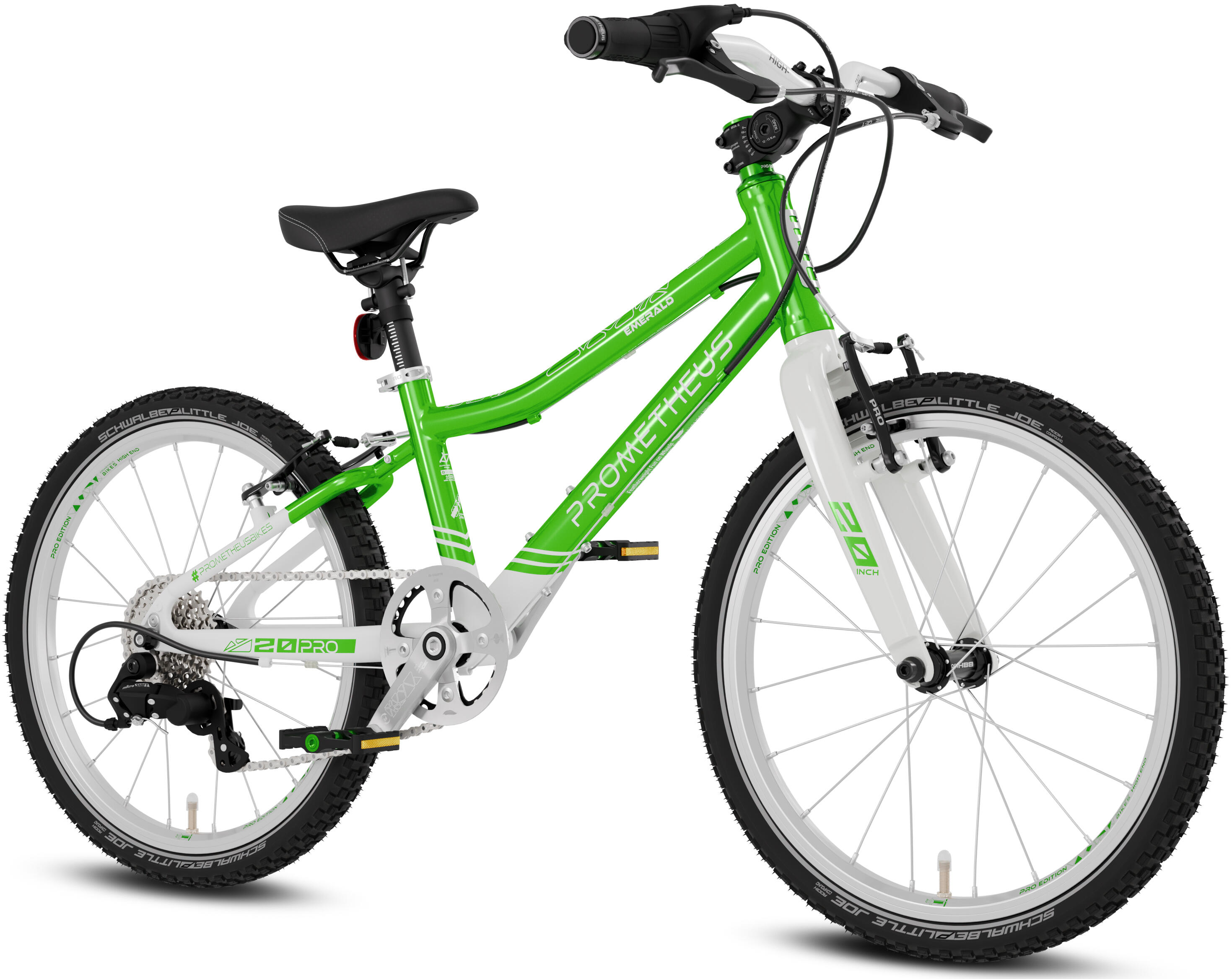 PROMETHEUS BICYCLES Kinderfahrrad 20 Zoll ab 6 Jahre Superleicht 7 Gang Fahrrad Grün Weiß
