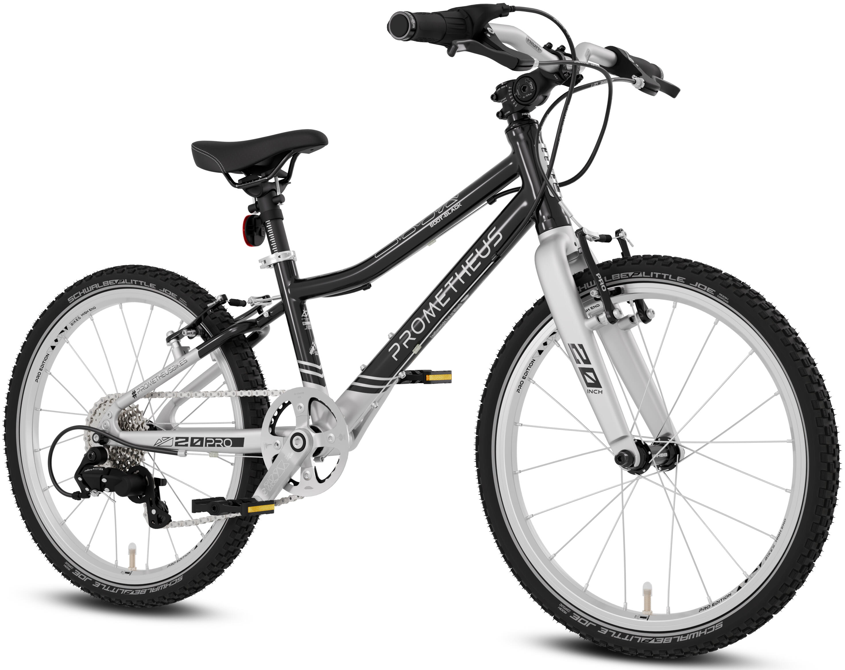 PROMETHEUS BICYCLES Kinderfahrrad 20 Zoll ab 6 Jahre Superleicht 7 Gang Fahrrad Schwarz Silber