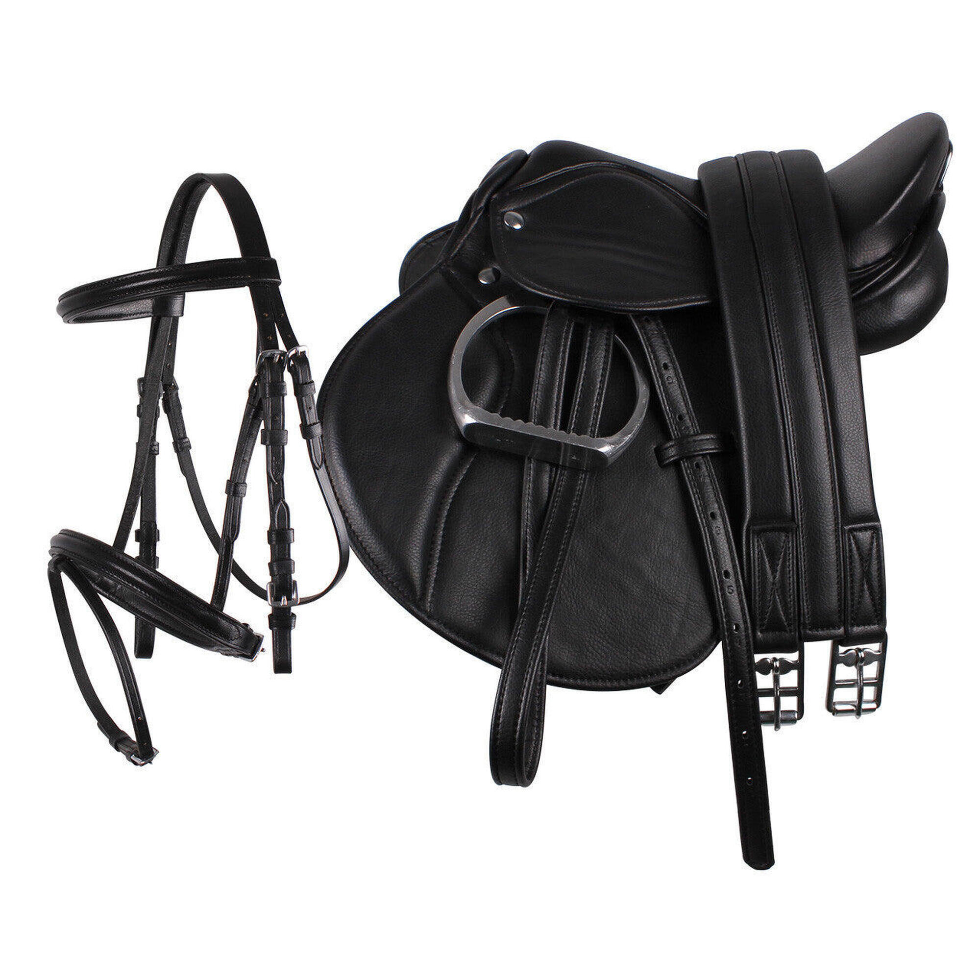 Elementerre - Equipement Complet Selle Et Filet Pour Enfant - Qhp - Gourde - Noir - Ps - Decathlon