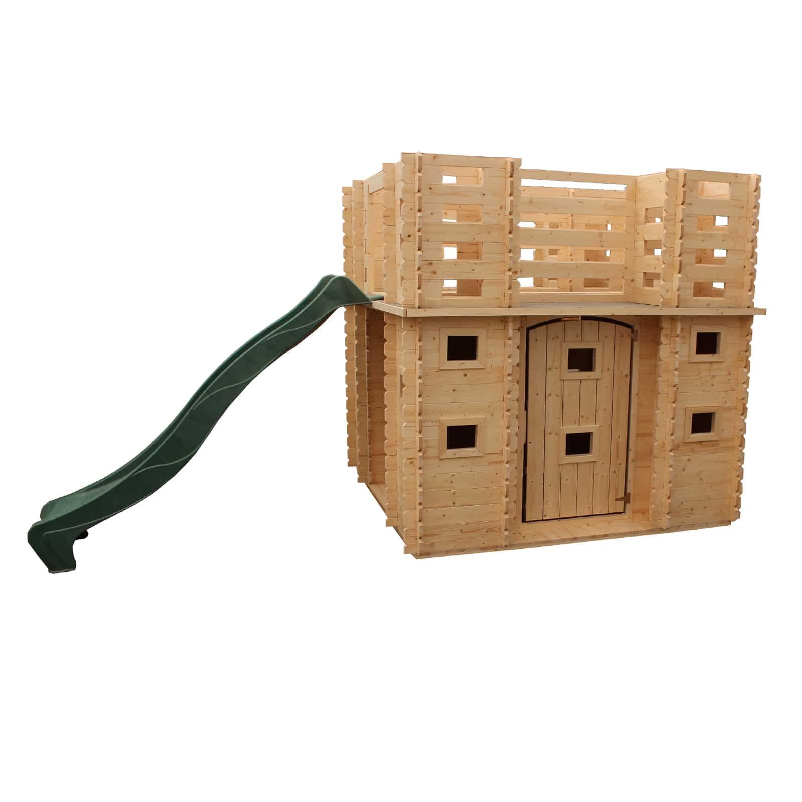 OUTDOOR TOYS Castelo de Motricidade ao ar livre crianças - 423x194x193 cm com terraço e slide